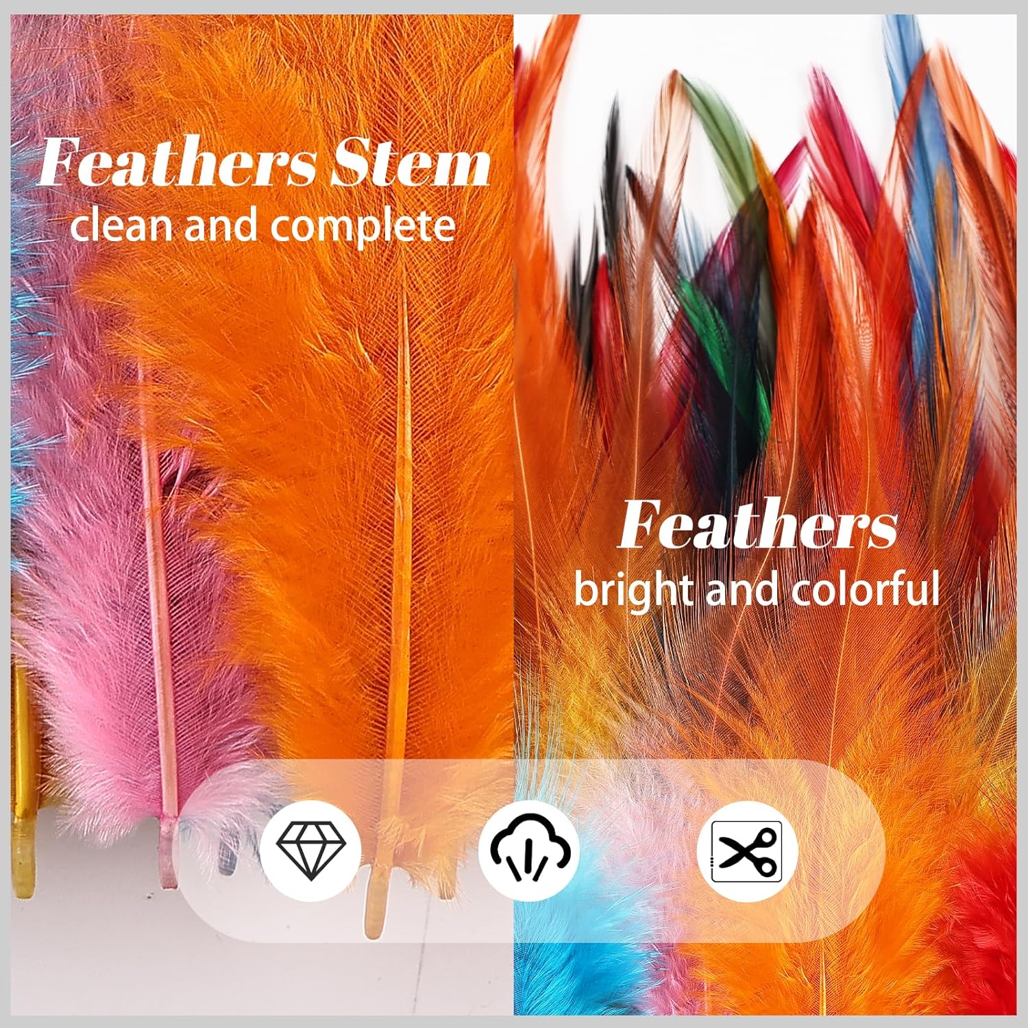 240pcs Colorful Rooster Feathers for Crafting