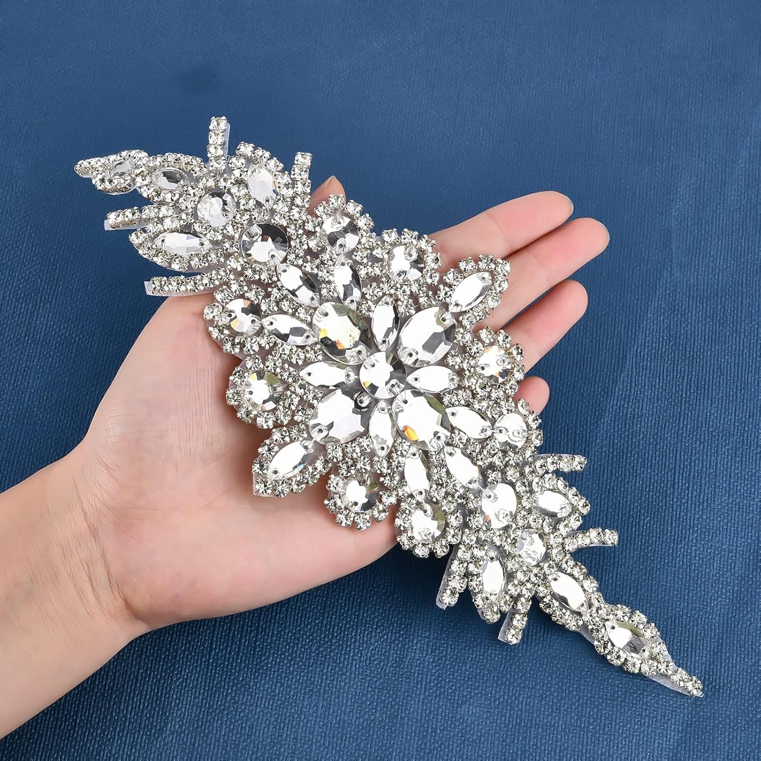 Fingerinspire 2pcs Rhinestone Applique for Wedding Dress