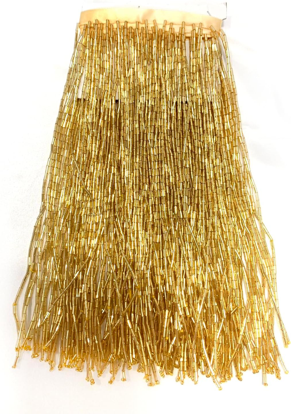 12 Inches Gold Luxury Glass Beaded Lace Trim with Tassel Fringe