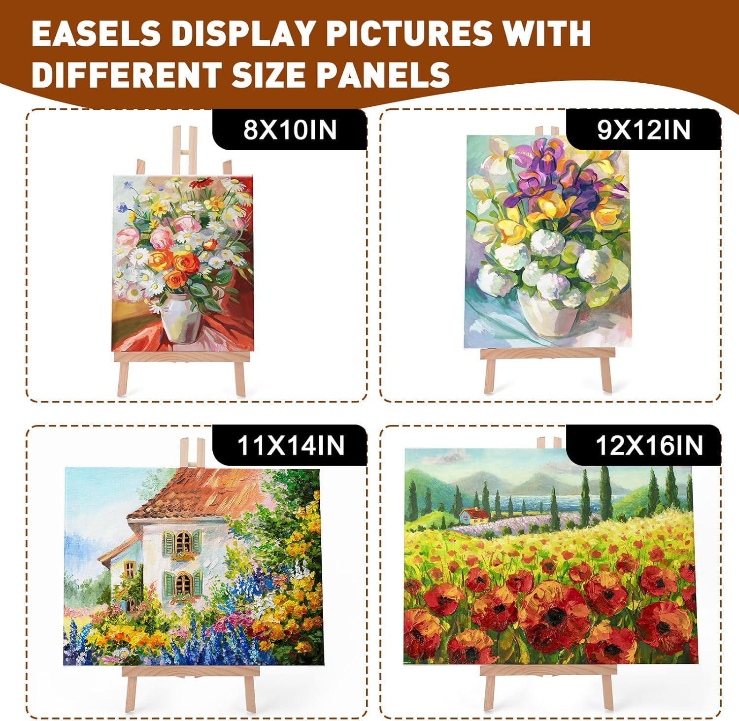 AROIC 8 Pack 15 Inch Wood Easels for Art and Crafts