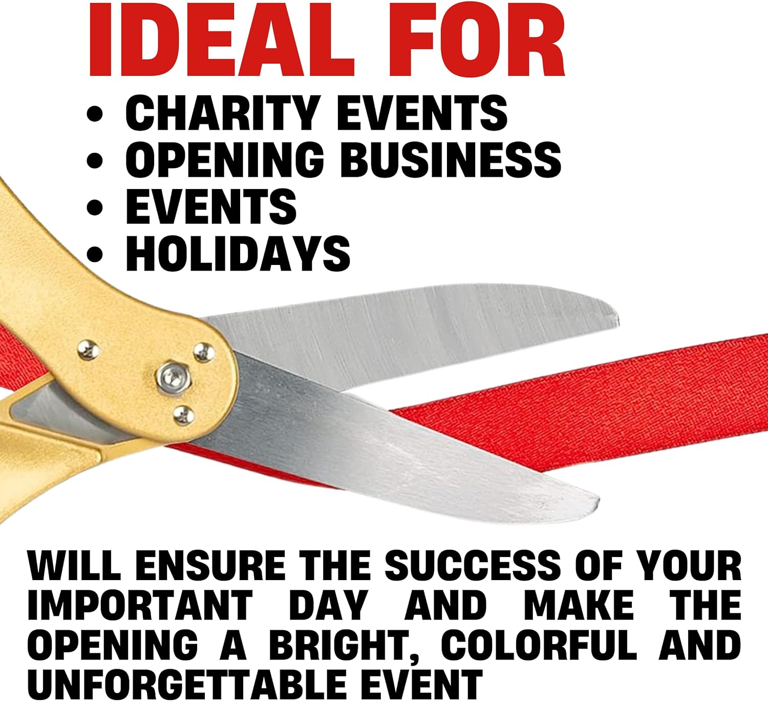 Ribbon Cutting Ceremony Kit with Giant Scissors and Red Ribbon
