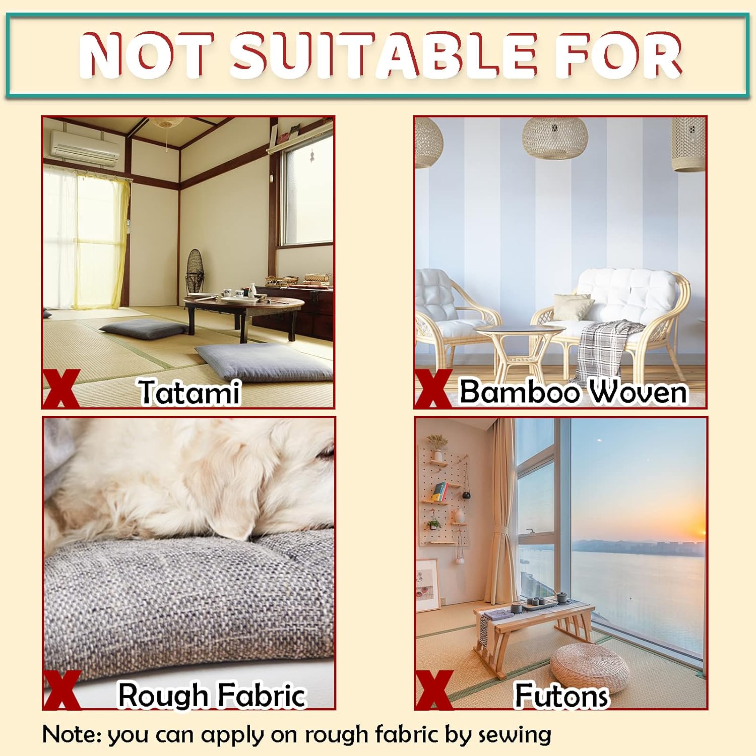 TEUVO 15cm x 2m Non Slip Cushion Pads for Sofa Mattress