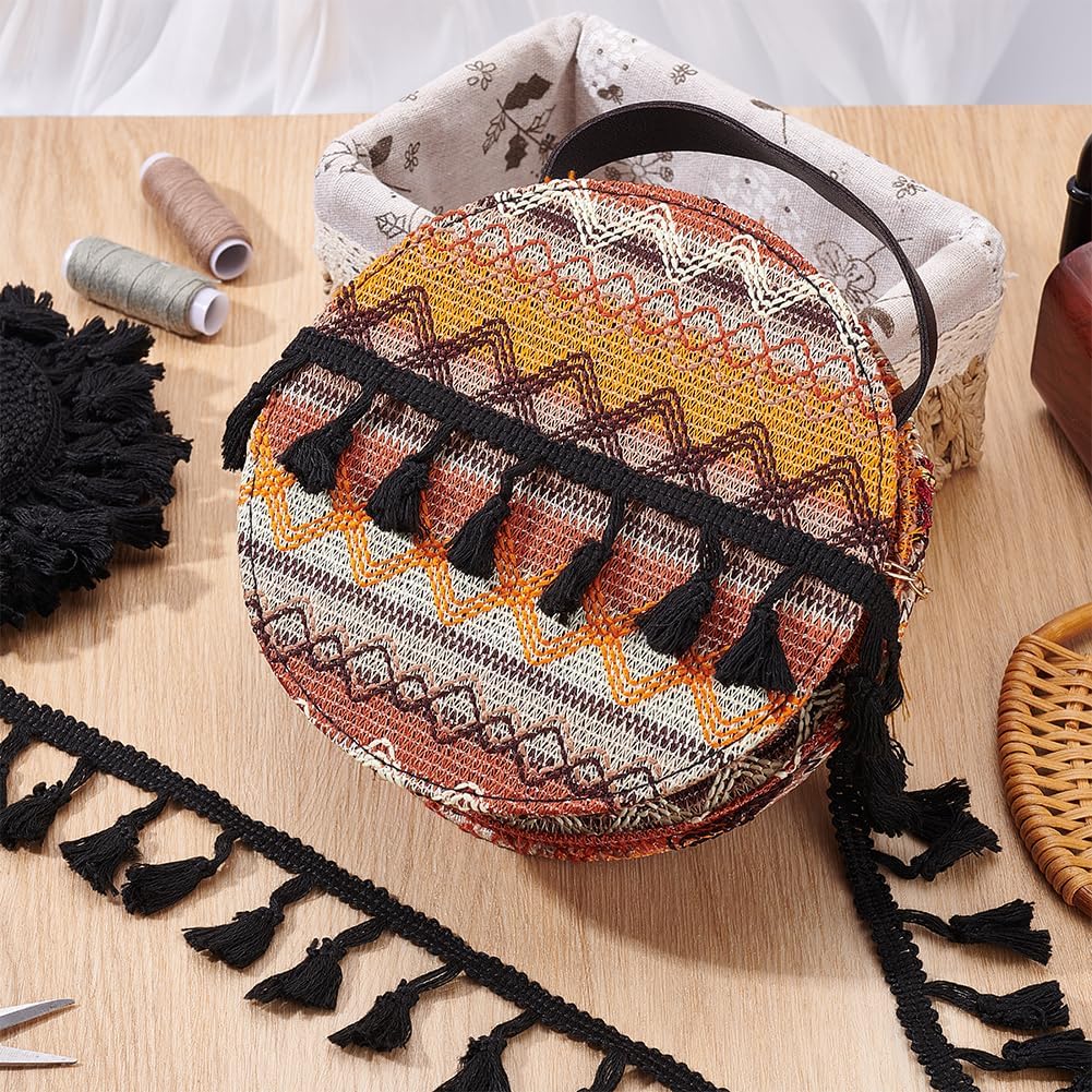 PH PandaHall 109 Yards Black Tassel Fringe Trim