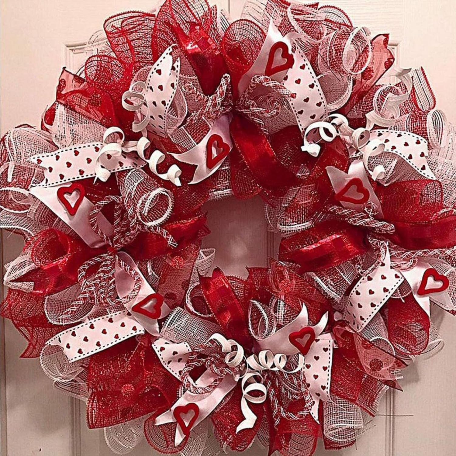 4 Rolls Deco Mesh Ribbon for Valentine Wreath Making Supplies