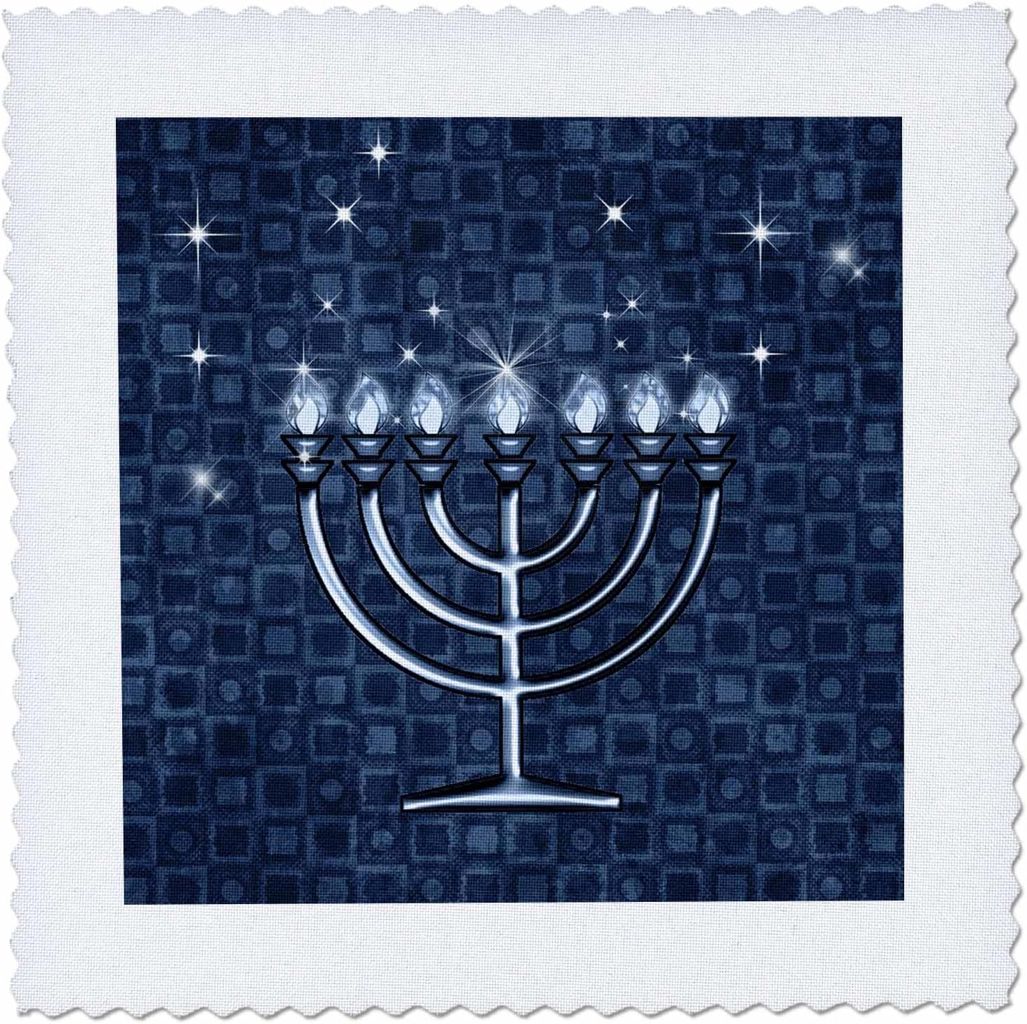 3dRose Hanukkah Menorah Blue Quilt Square
