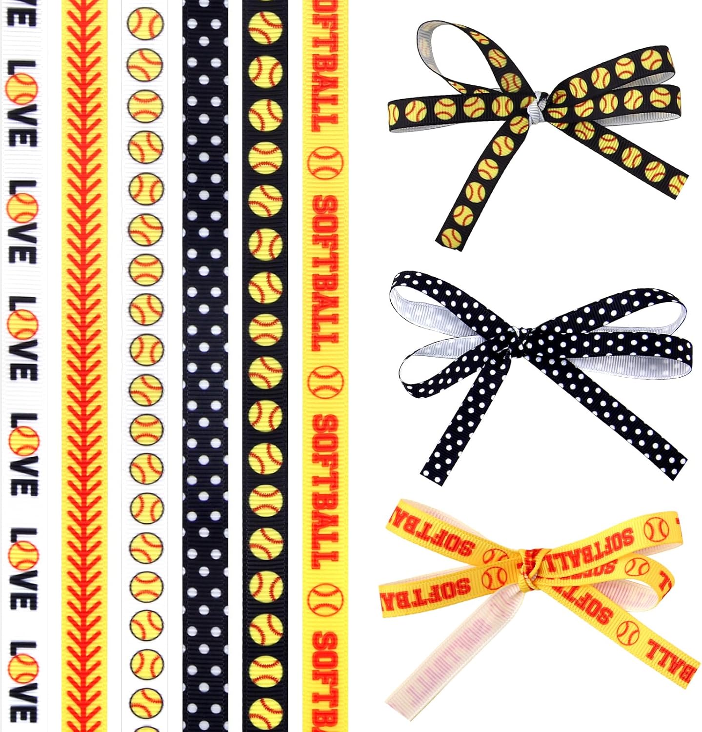 6 Rolls Baseball Ribbons for Sports Events and Gift Wrapping