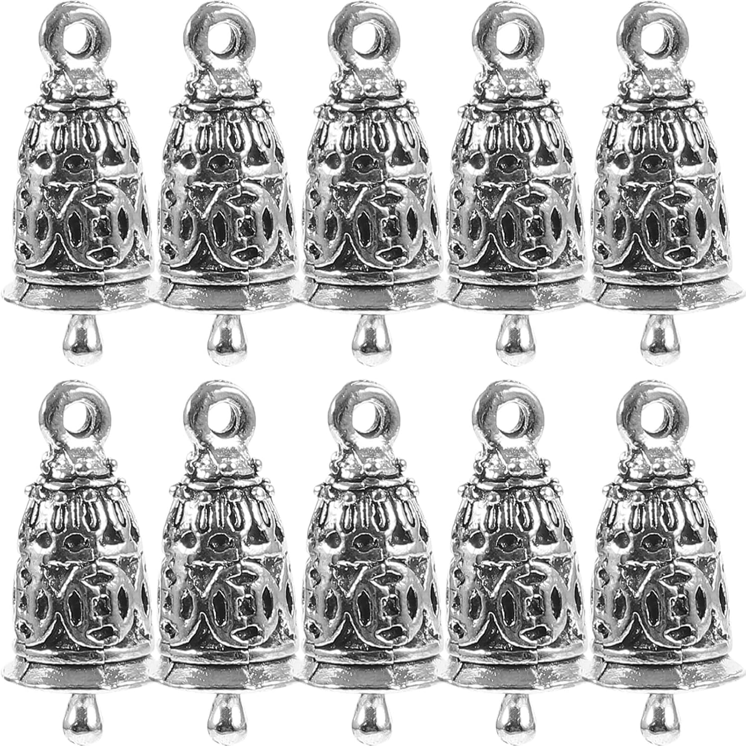 EXCEART 10pcs Silver Bell Charms for Crafts and Jewelry