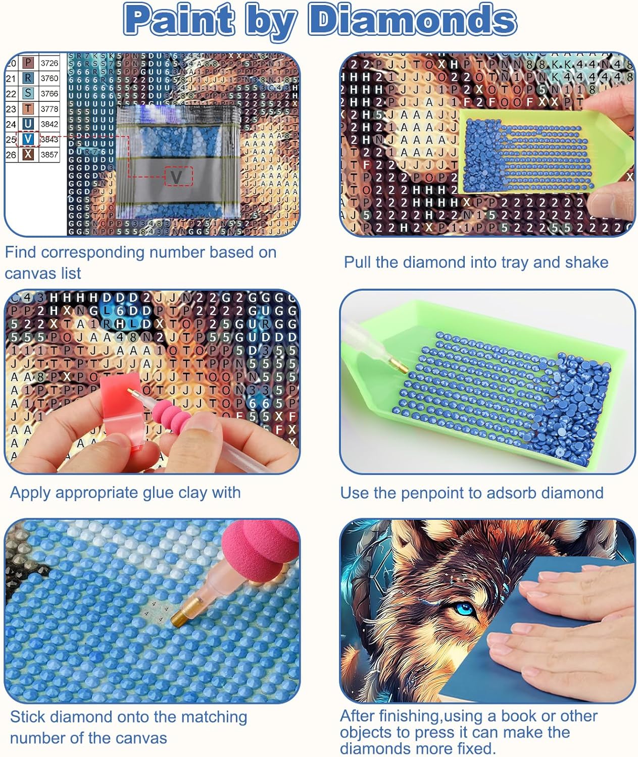 CEOVR Wolf Diamond Painting Kit for Adults - 12x16in DIY Art Set