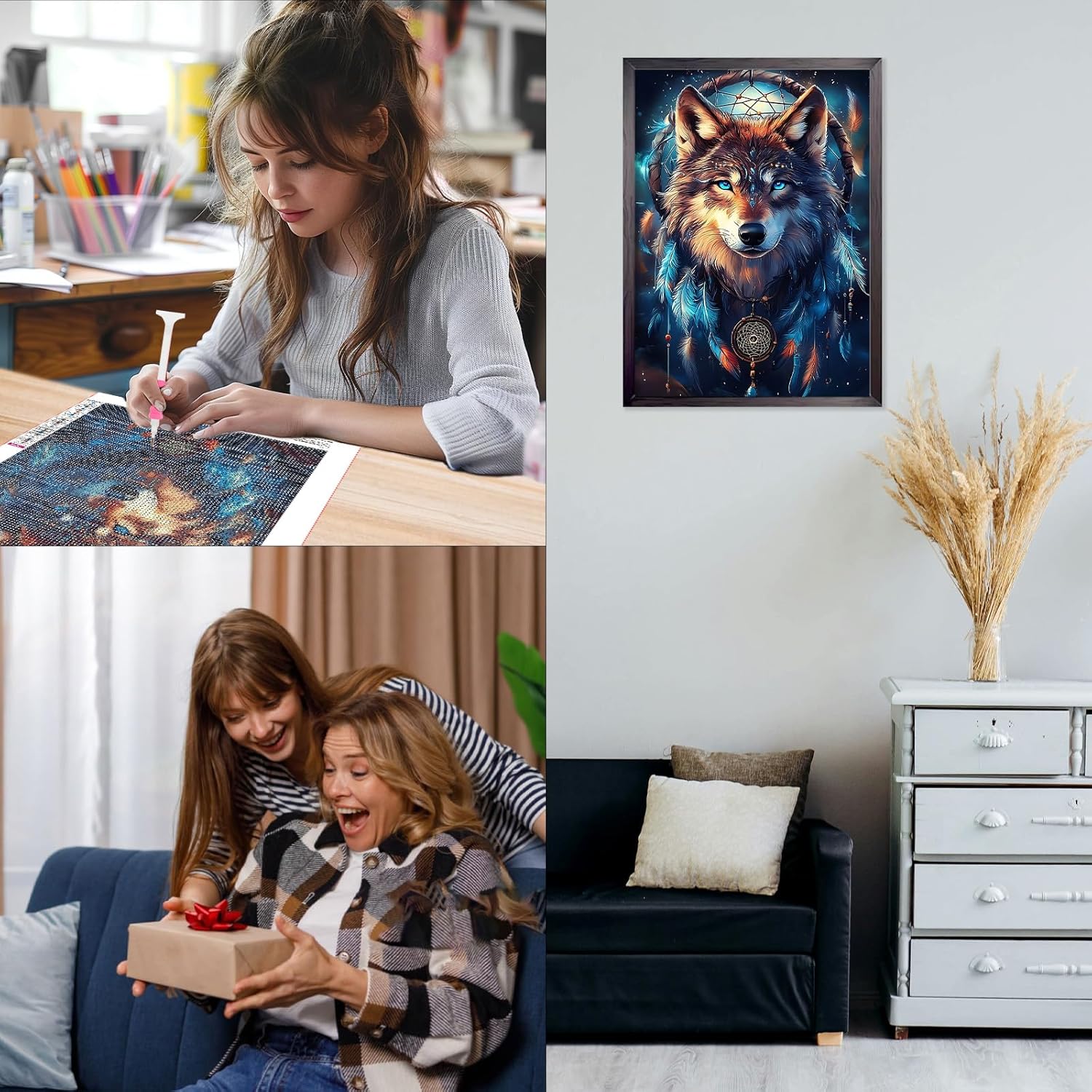 CEOVR Wolf Diamond Painting Kit for Adults - 12x16in DIY Art Set