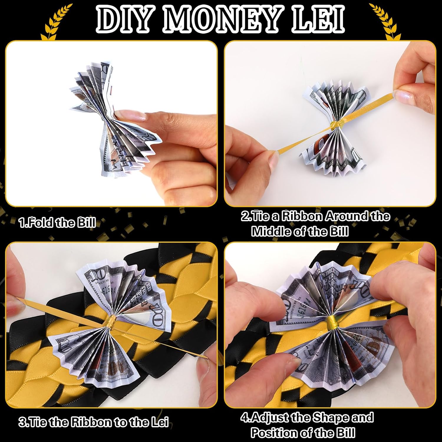 JUNEBRUSHS 16 Pcs 2025 Graduation Ribbon Lei Set