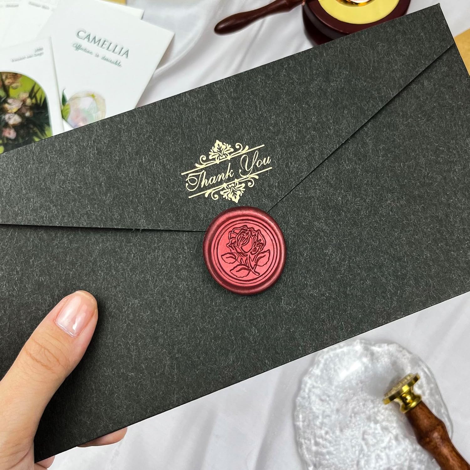 100Pcs Rose Style Self Adhesive Wax Seal Stickers for Envelopes