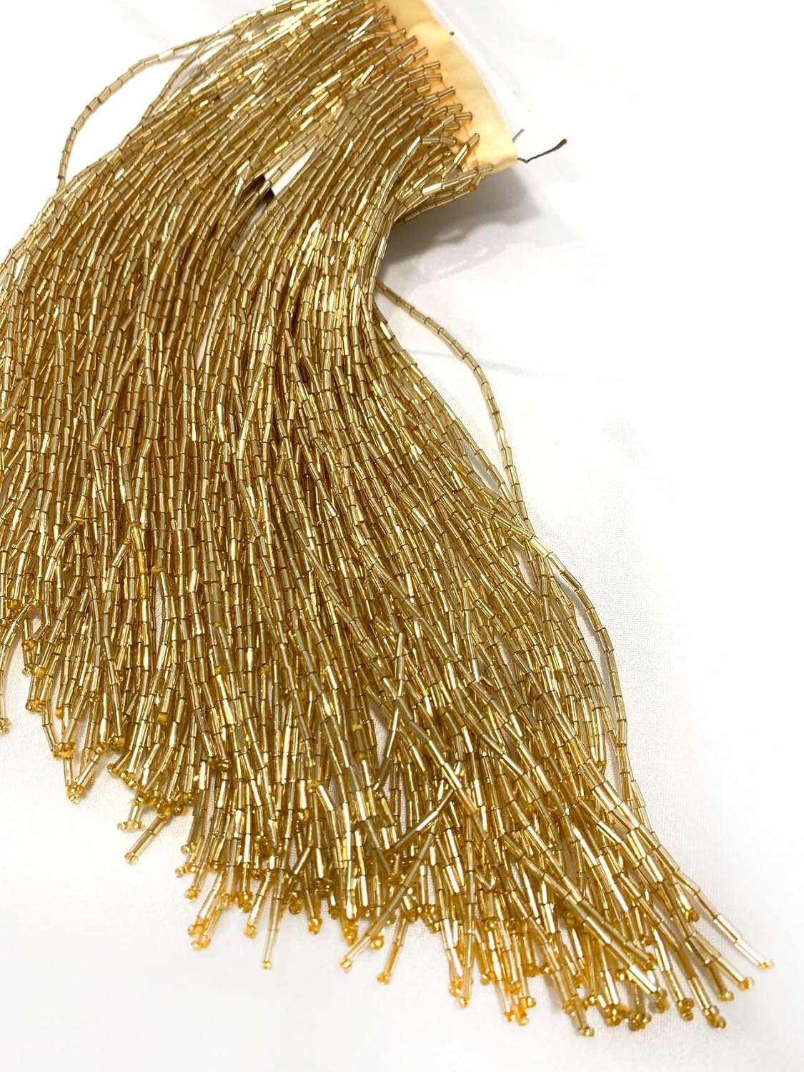 12 Inches Gold Luxury Glass Beaded Lace Trim with Tassel Fringe