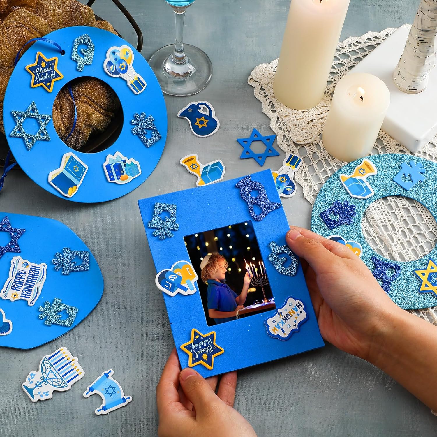 Yeaqee 448 Pcs Hanukkah Foam Stickers Set