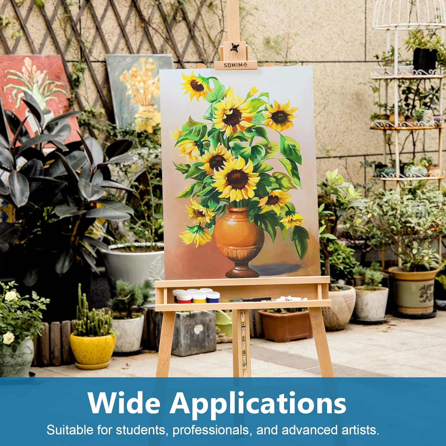 Somime Large A-Frame Studio Easel with Brush Storage