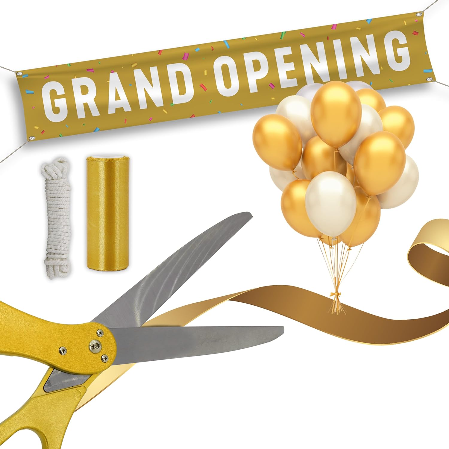 SIRCLES Grand Opening Ceremony Kit - Giant Scissors Ribbon Banner Balloons Banner Rope