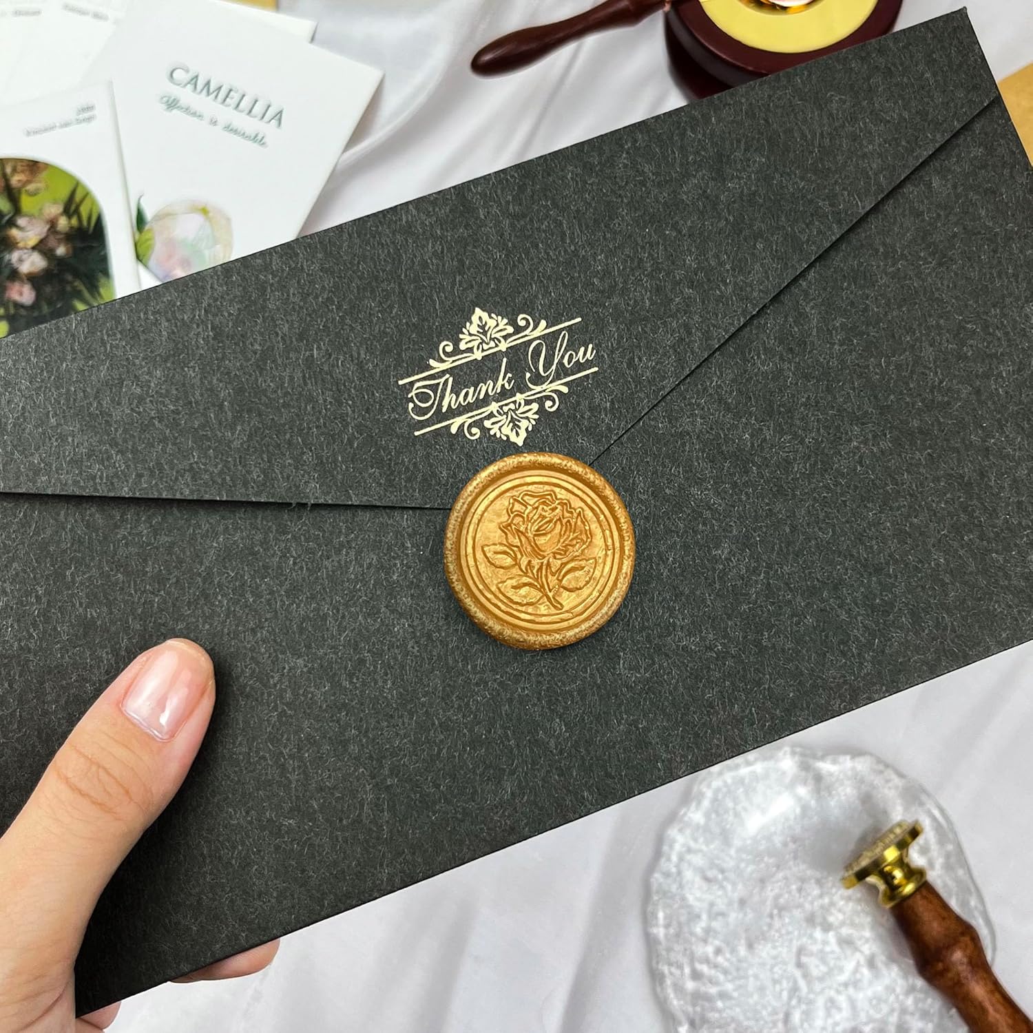 100Pcs Rose Style Adhesive Wax Seals for Envelopes