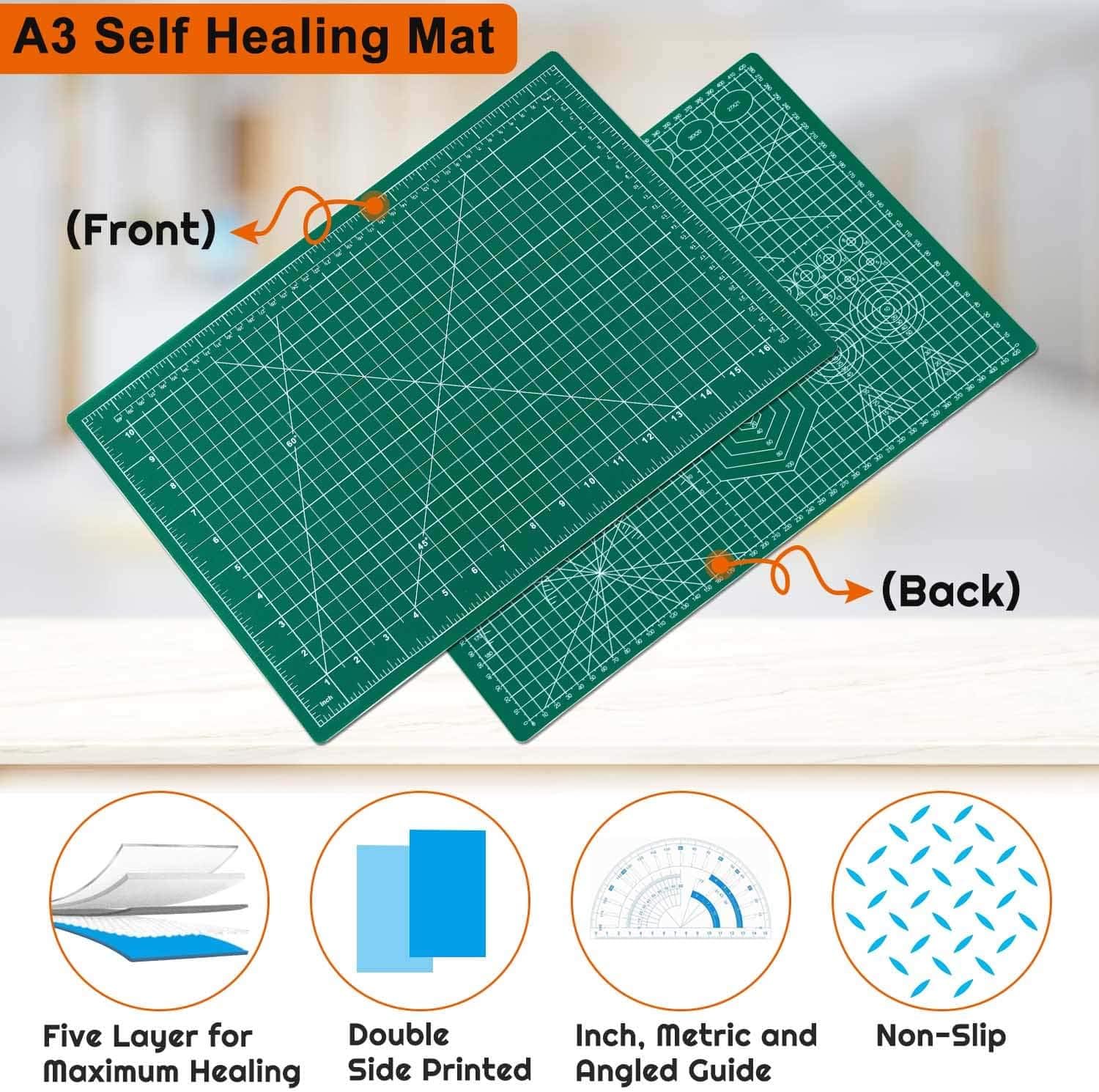 Anezus Self Healing Cutting Mat 12x18 Inch Double Sided