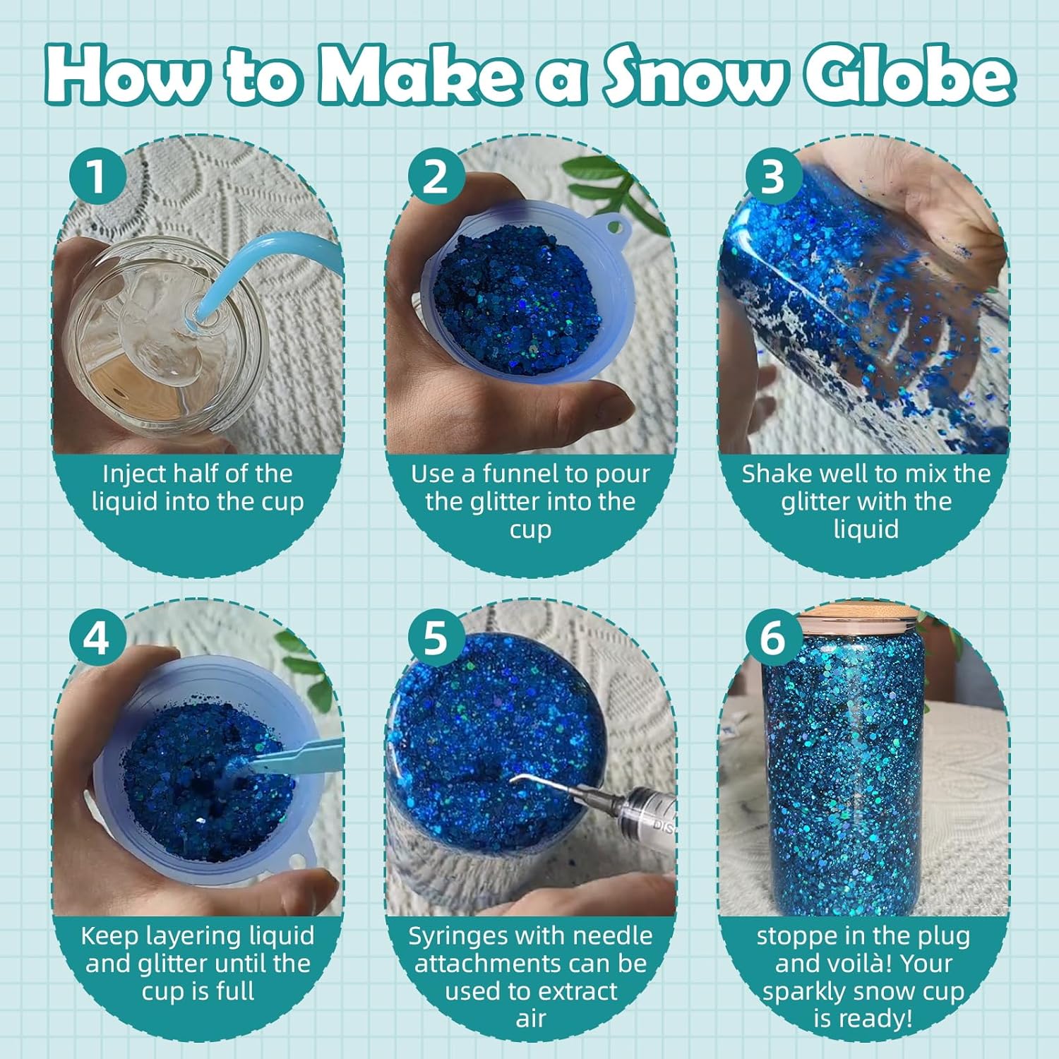 LIBORAX 12PCS Snow Globe Tumbler DIY Kit Supplies