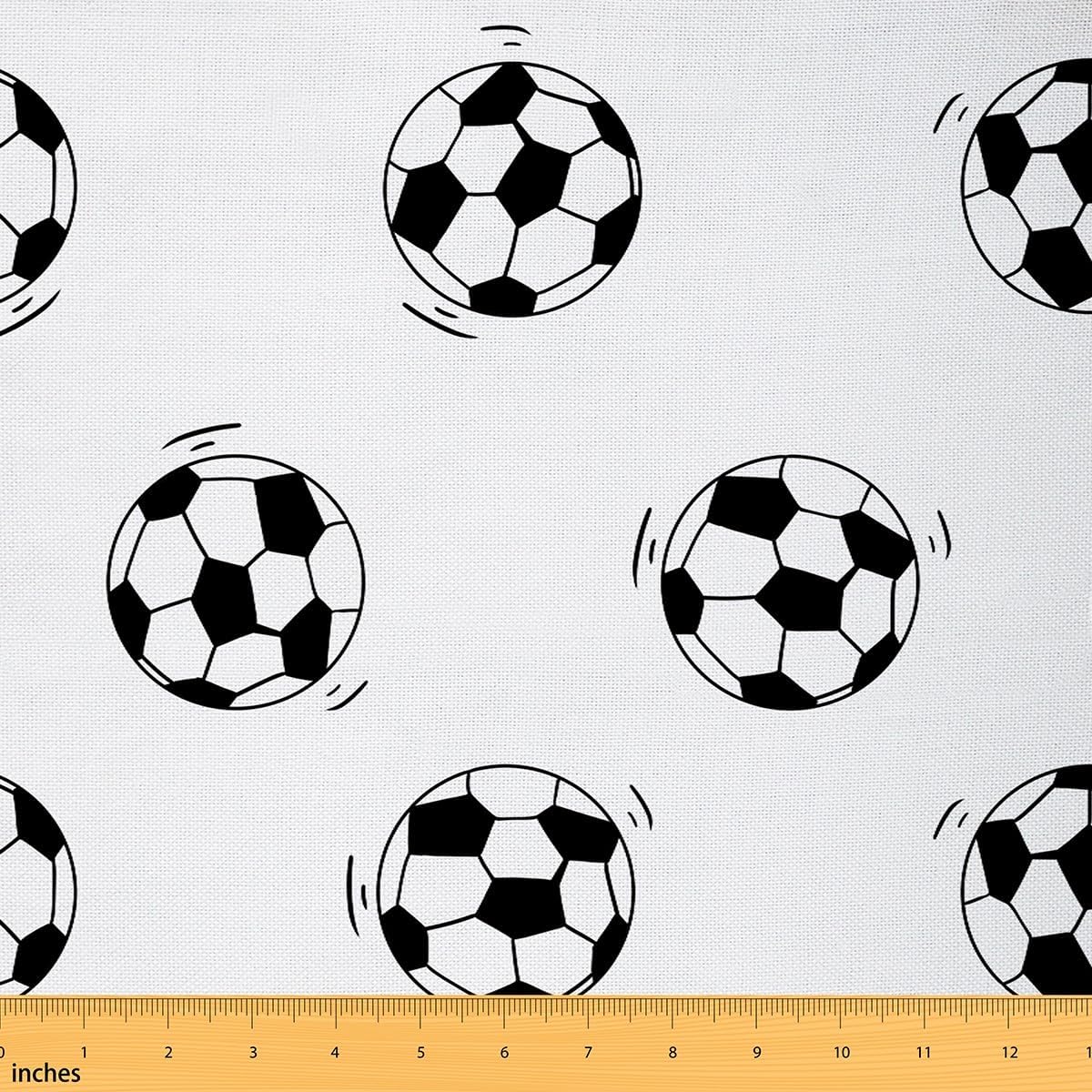 Feelyou Soccer Ball Upholstery Fabric 1 Yard Black White