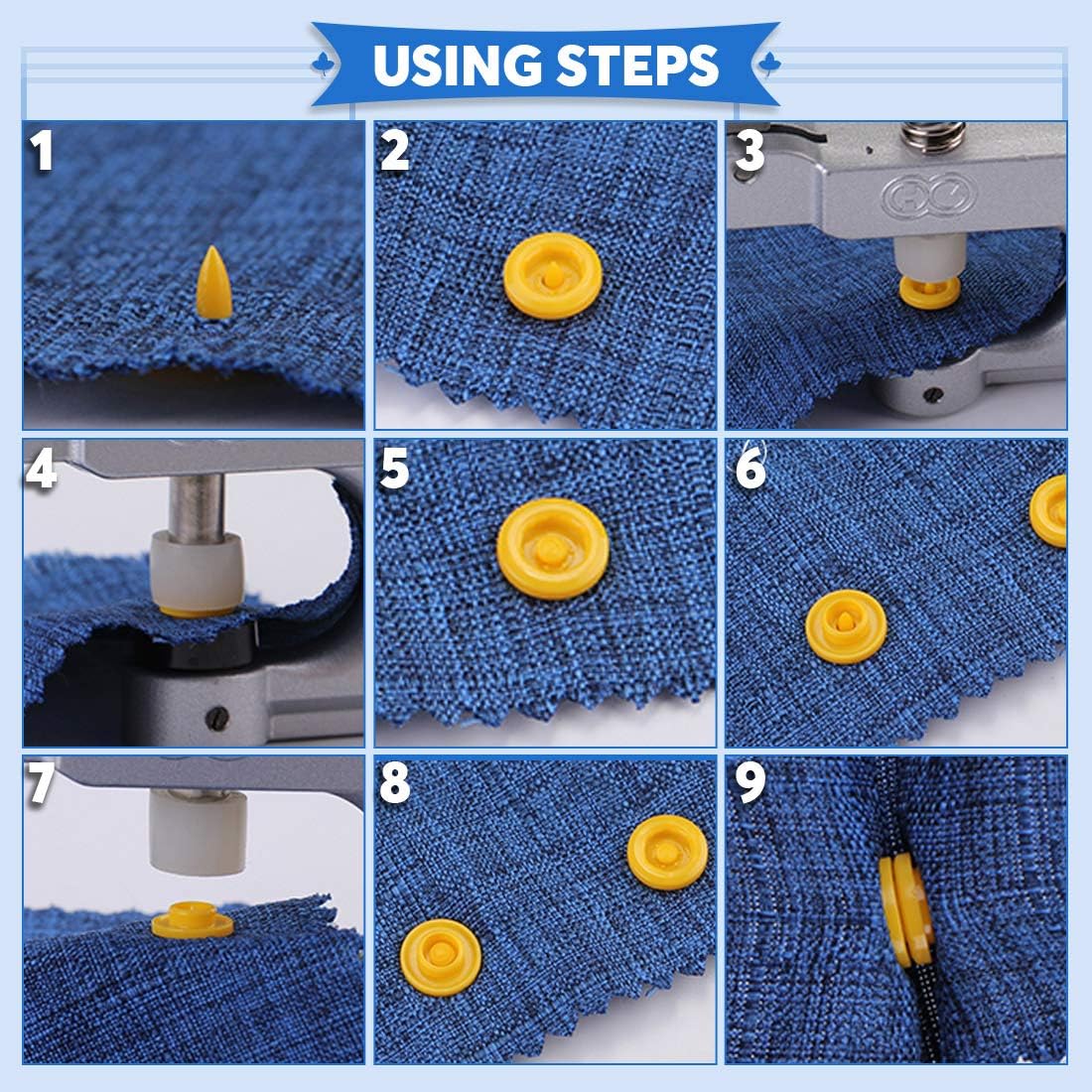 Glarks 384Pcs Snaps Plastic Buttons with Pliers Set for Sewing Crafts