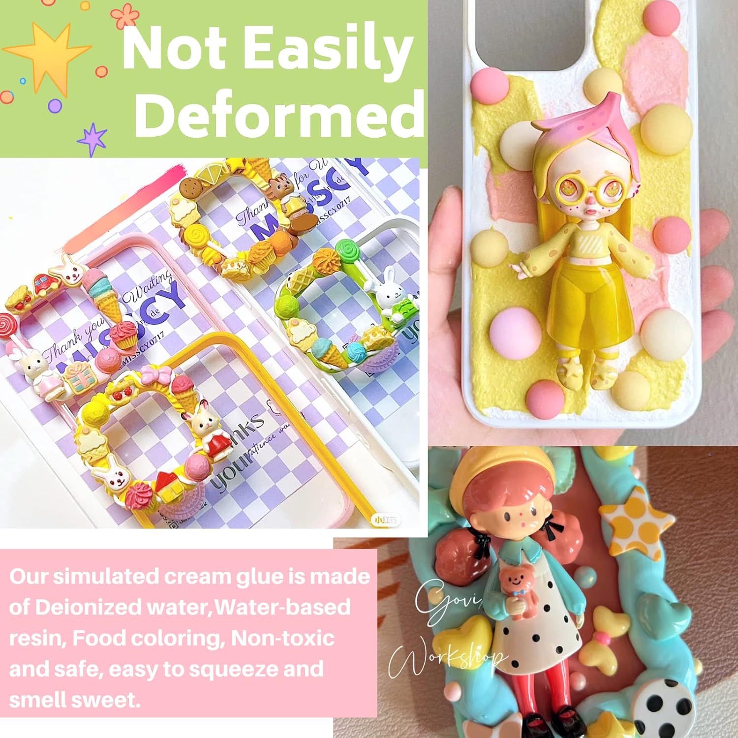 ASTRYAS 9PCS Art Glue Cream DIY Phone Case Kit