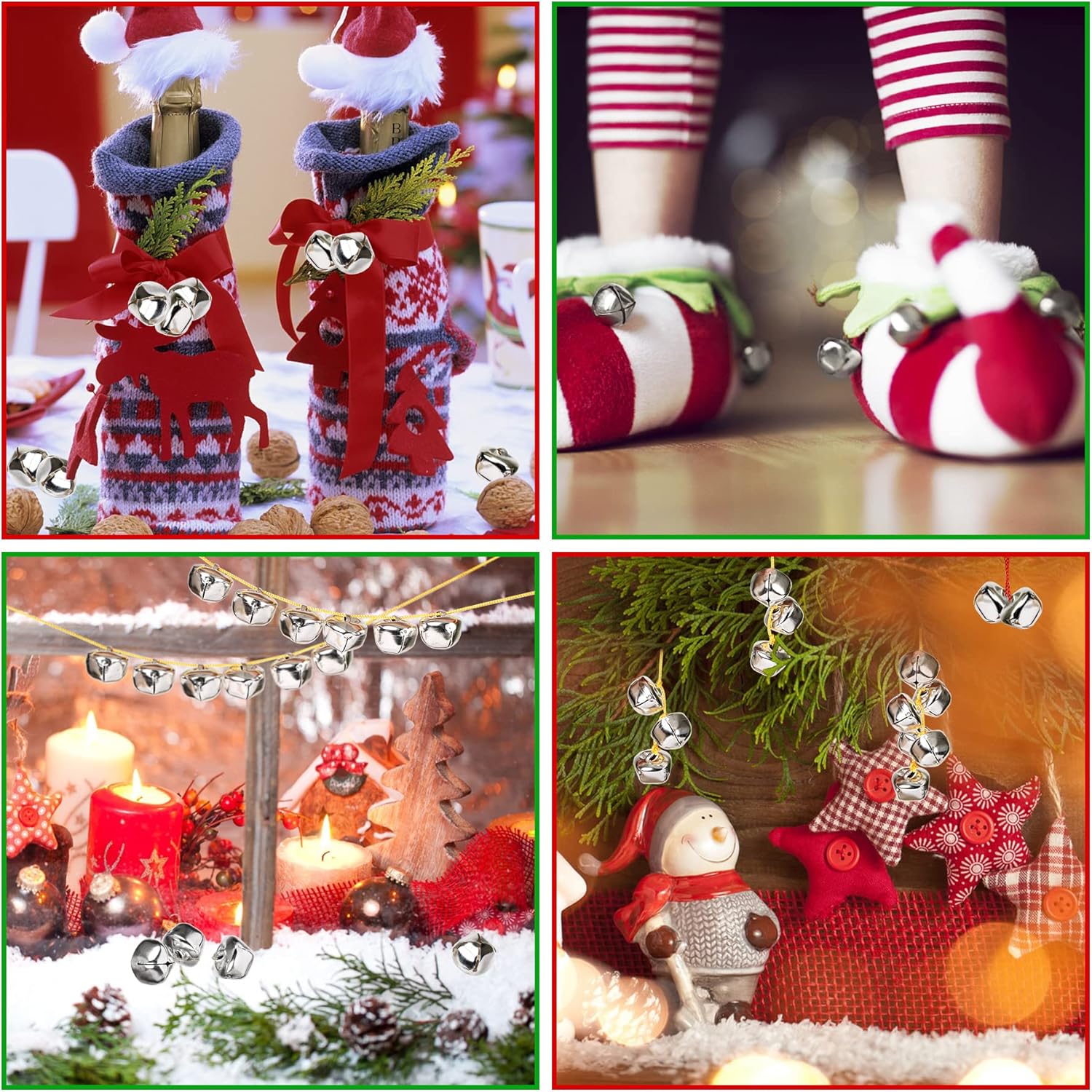Augshy 200 Piece Jingle Bells Silver 35 Inch Craft Decor
