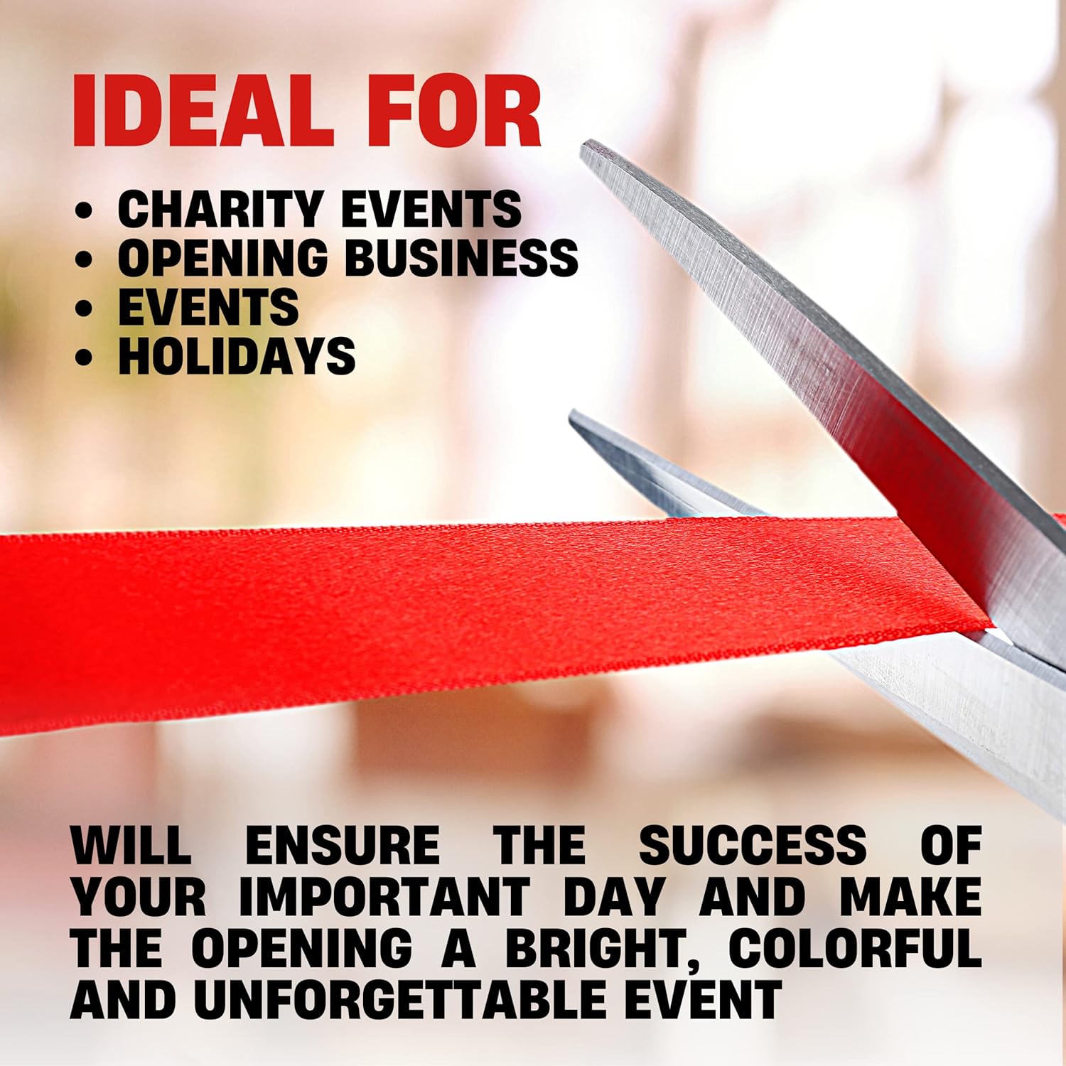 Grand Opening Ribbon Cutting Kit with 25 Scissors and Red Ribbon