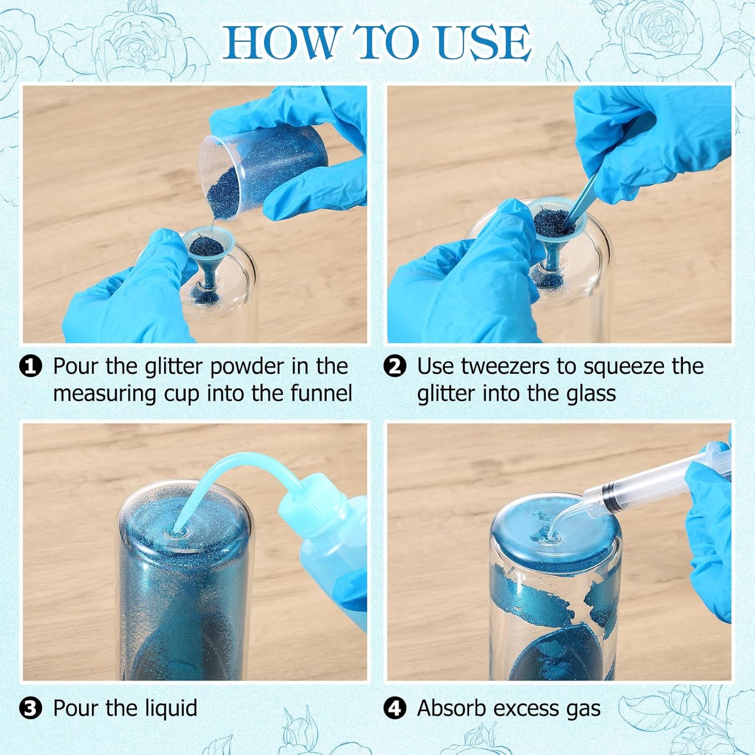 Baderke 20 Pcs Snow Globe Tumbler DIY Kit Blue