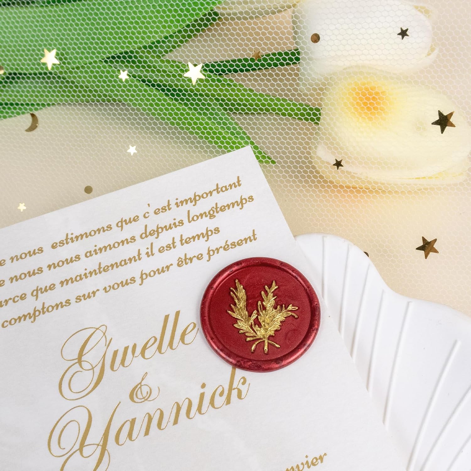 25Pcs Gold Red Wax Seal Stickers for Envelopes and Invitations