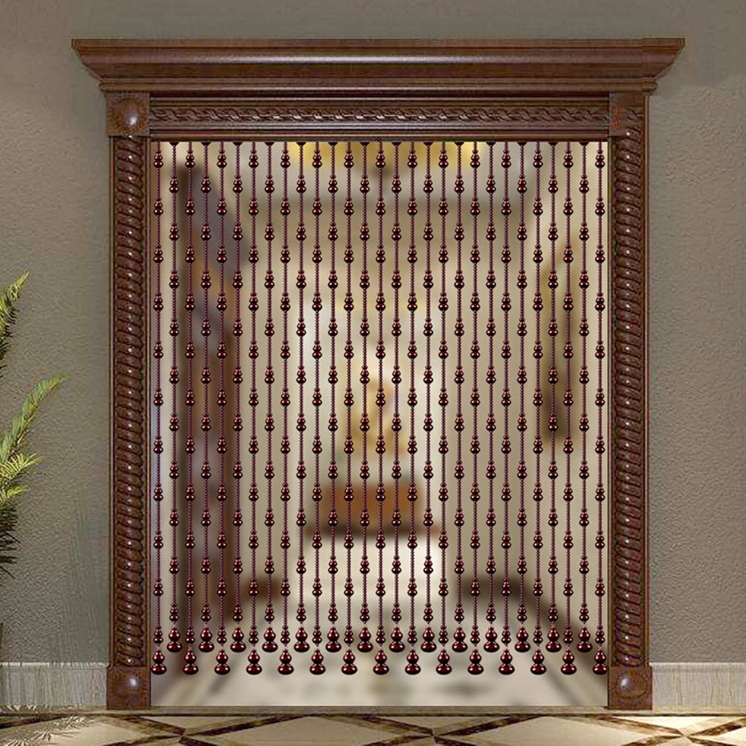Natural Wooden Beads Door String Handmade Peach Wood Beaded Curtain