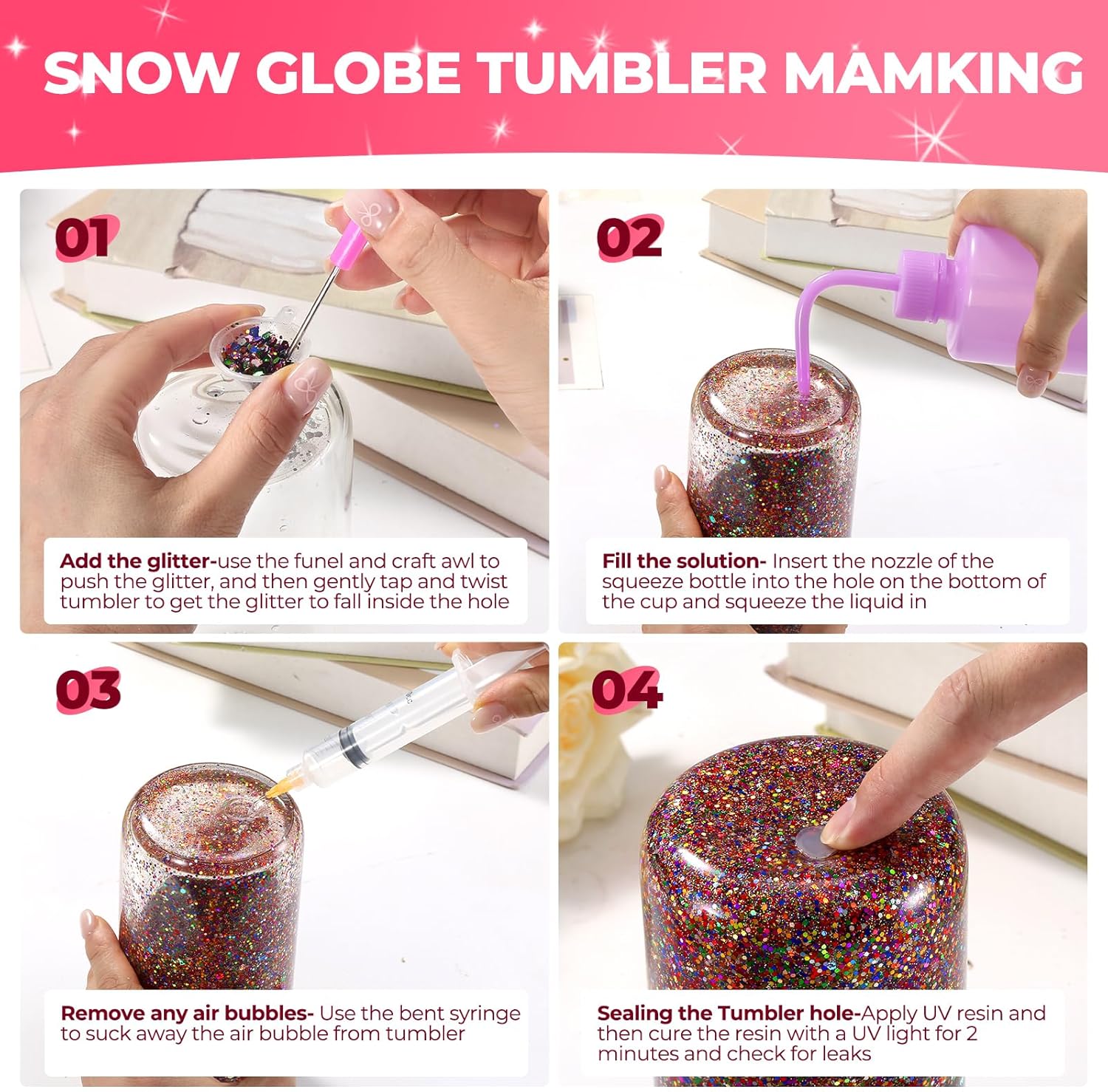Rainbow Glitter Snow Globe Tumbler Kit
