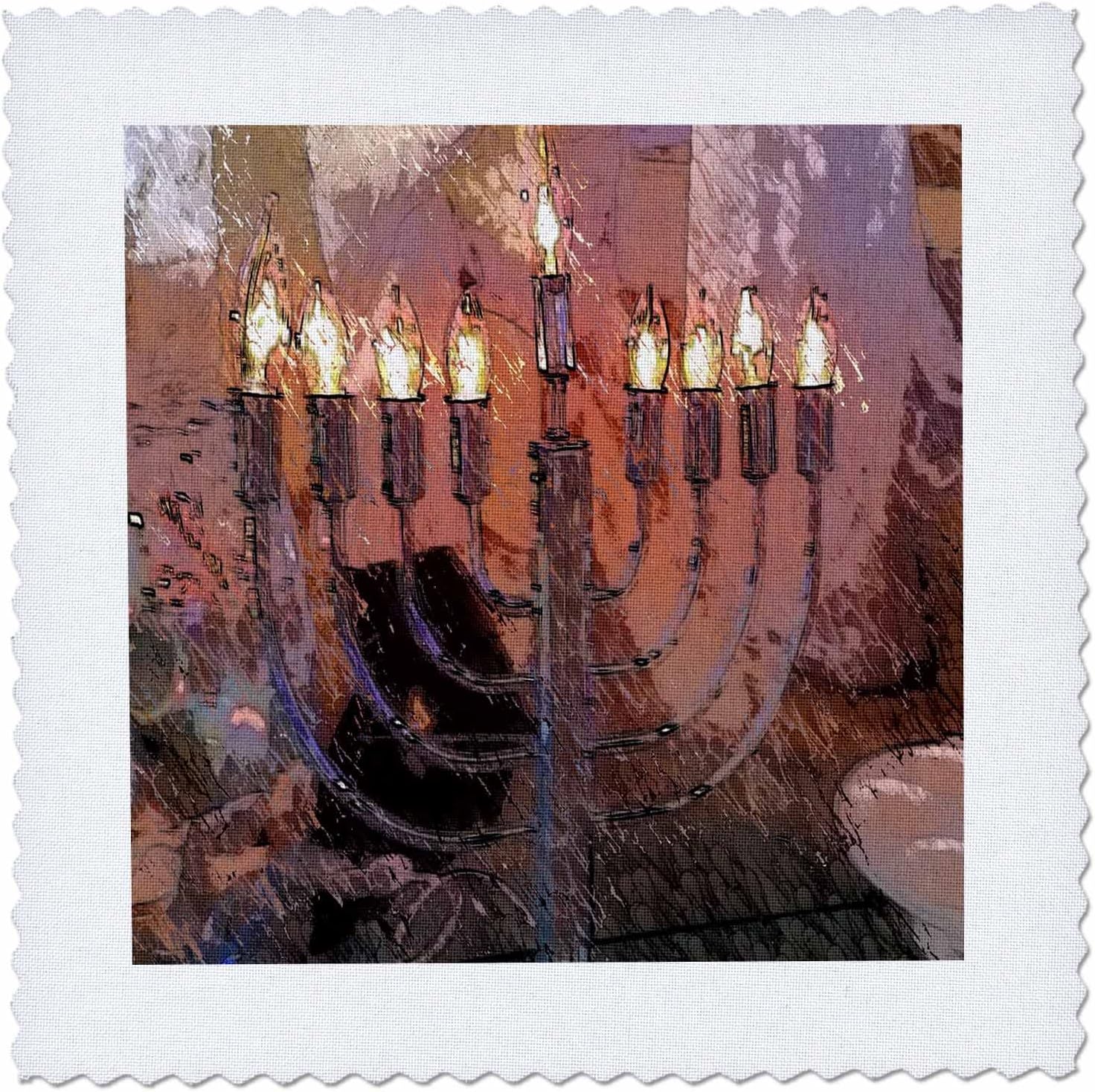 3dRose 6x6 Contemporary Menorah Quilt Square Print
