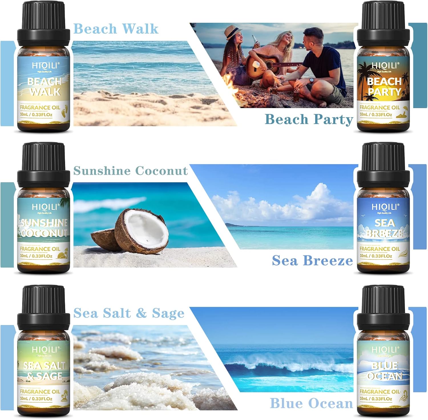 HIQILI Fragrance Oil Set Gold Coast 6x10ml