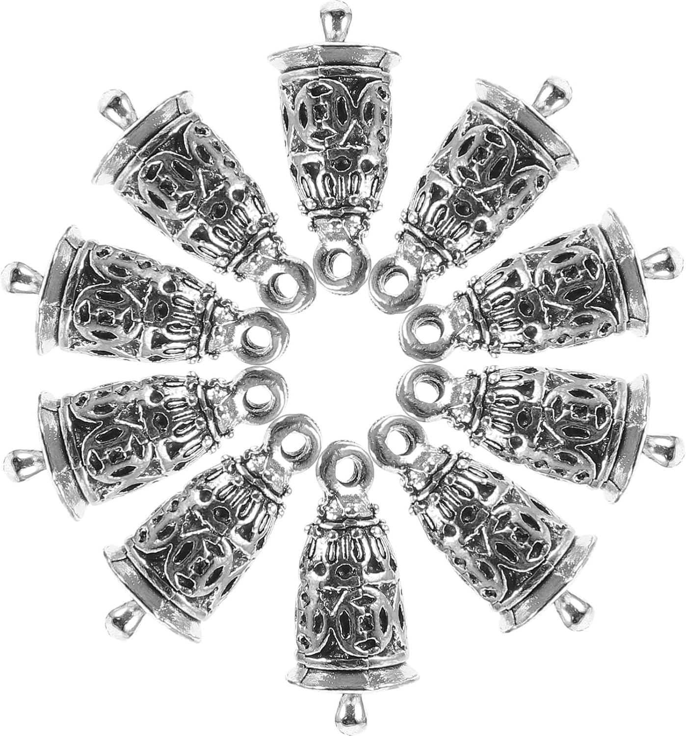 EXCEART 10pcs Silver Bell Charms for Crafts and Jewelry