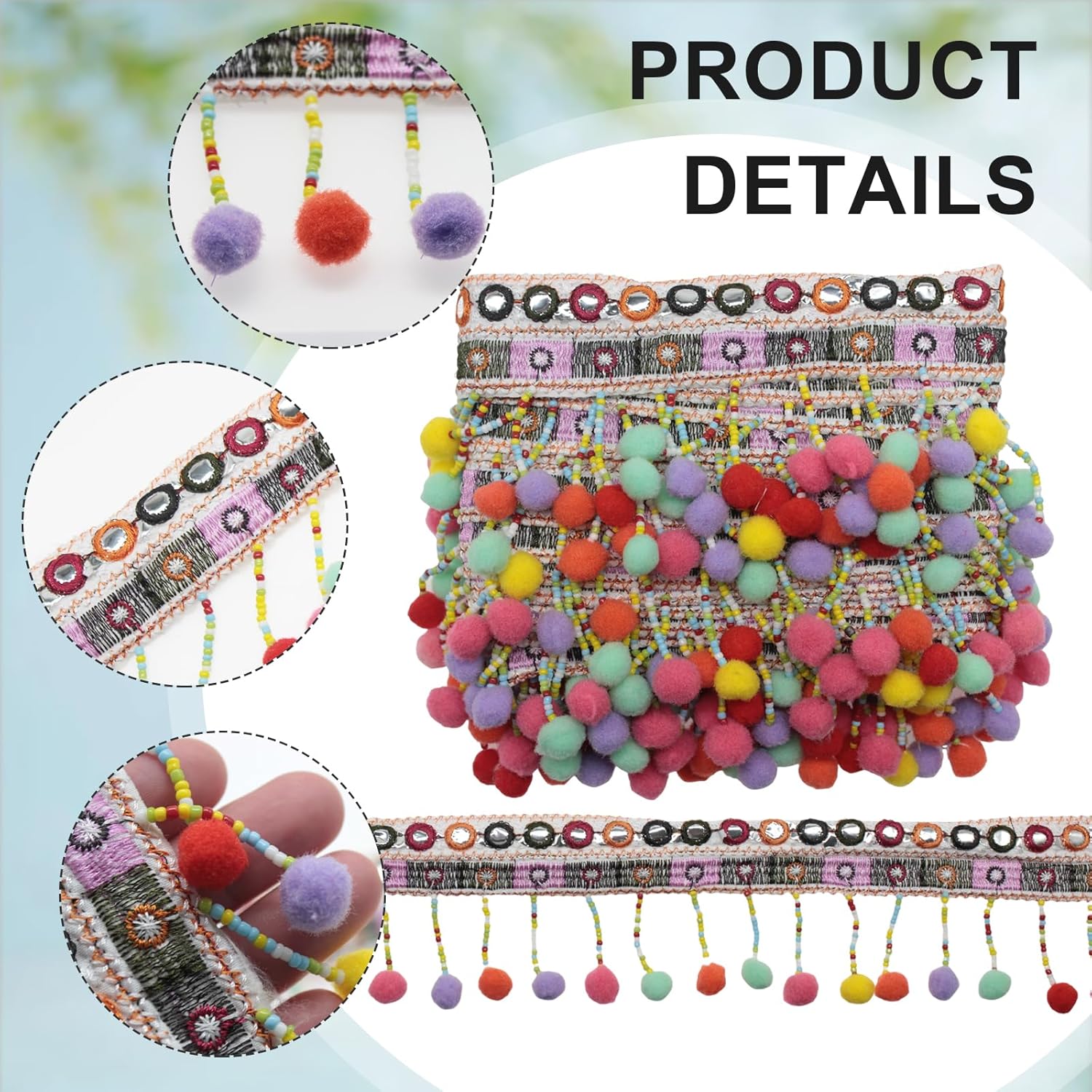 Yalulu Rainbow Fringe Trim for DIY Crafts and Sewing Projects