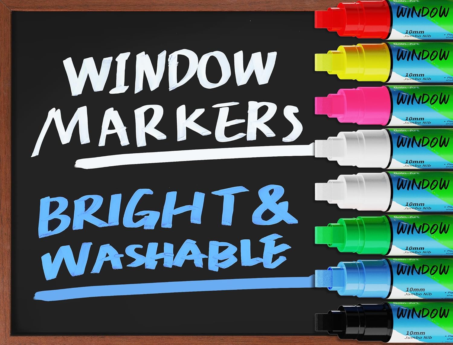 Gain-Art Car Window Markers 8 Pens 10mm Tips Washable