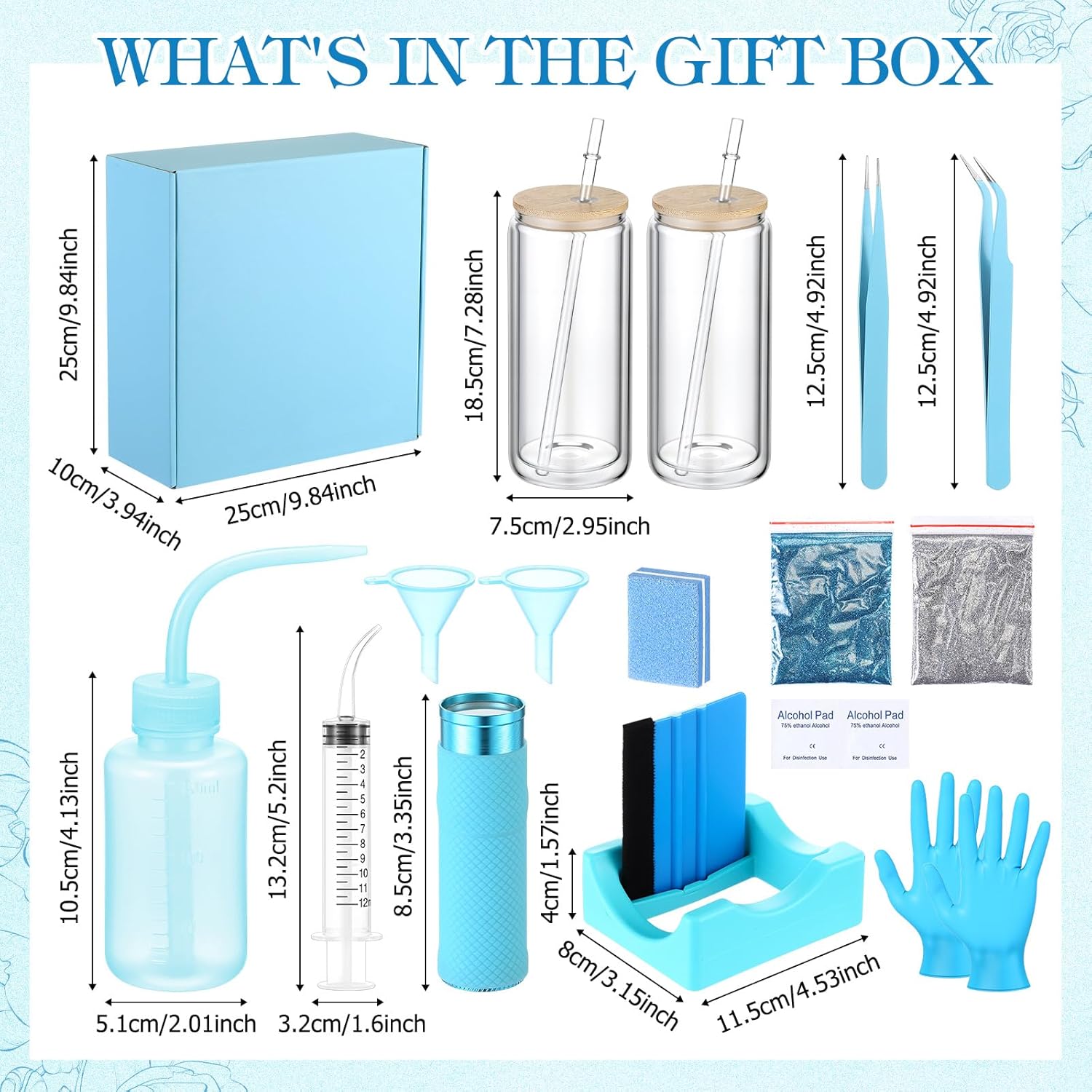 Baderke 20 Pcs Snow Globe Tumbler DIY Kit Blue