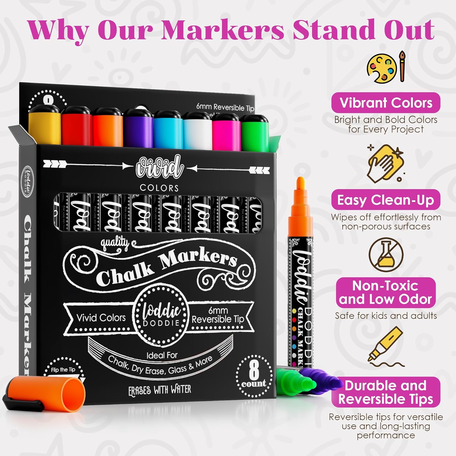 Loddie Doddie Liquid Chalk Markers 8 Pack