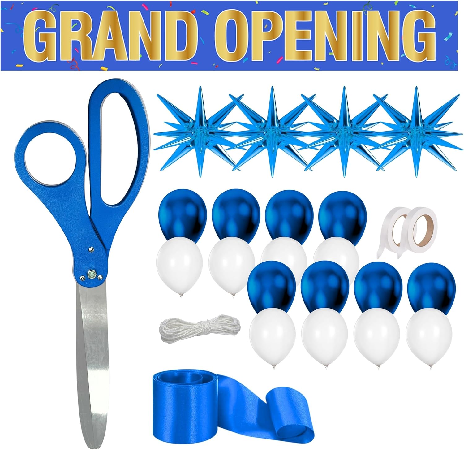 Blue Ribbon Cutting Ceremony Kit - 25 Inch Scissors Balloons Banner