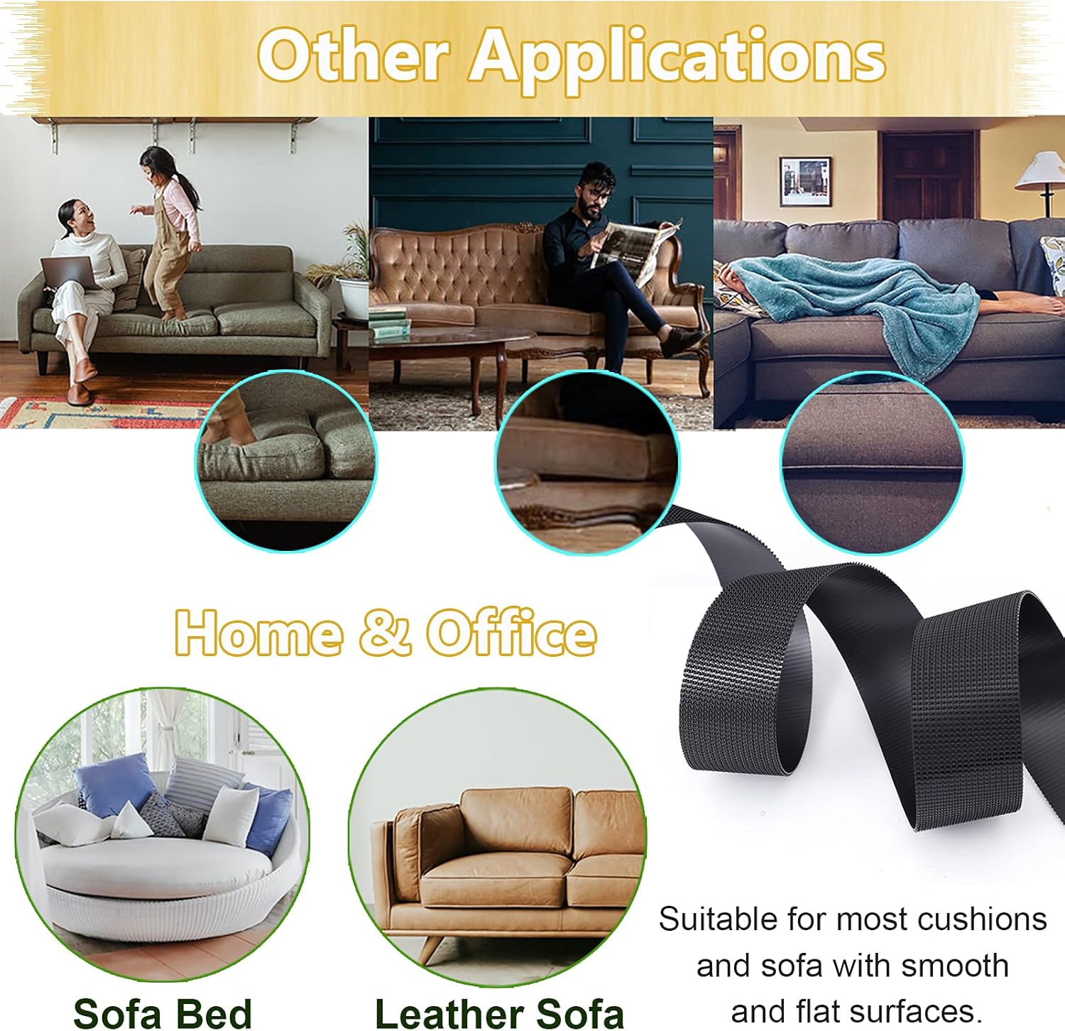 KAEGREEL Non-Slip Cushion Pads with Hook Loop Tape