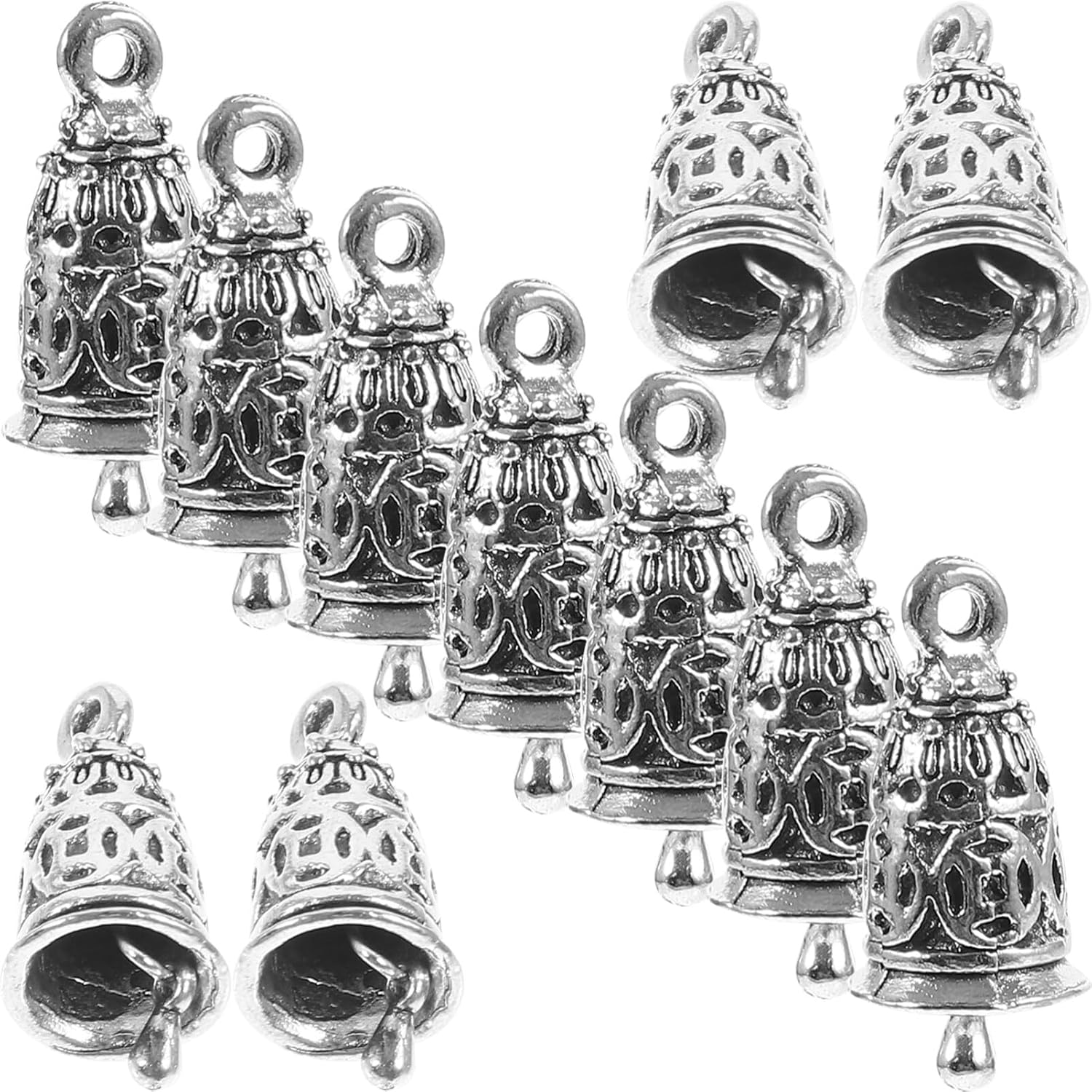 EXCEART 10pcs Silver Bell Charms for Crafts and Jewelry