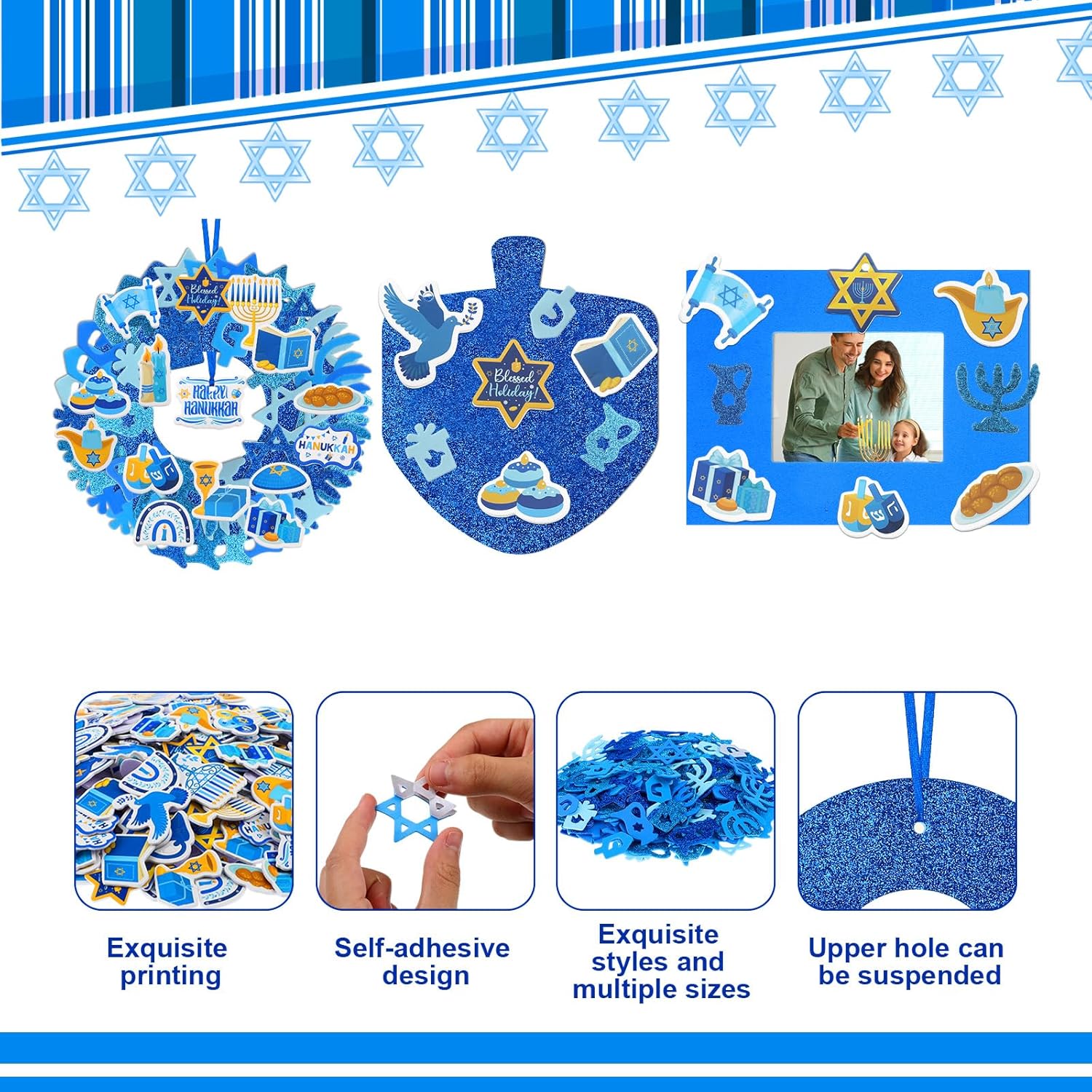 Yeaqee 448 Pcs Hanukkah Foam Stickers Set