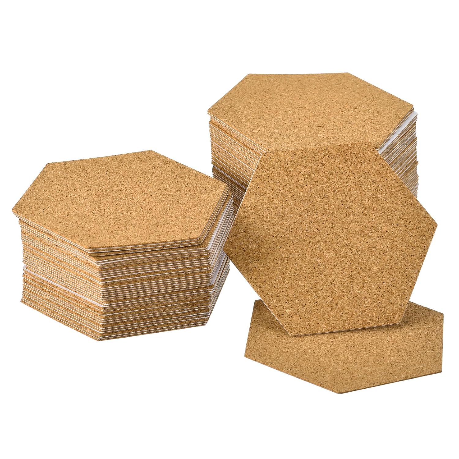 Uxcell 100Pcs 4 Inch Hexagon Cork Sheets with Adhesive Back