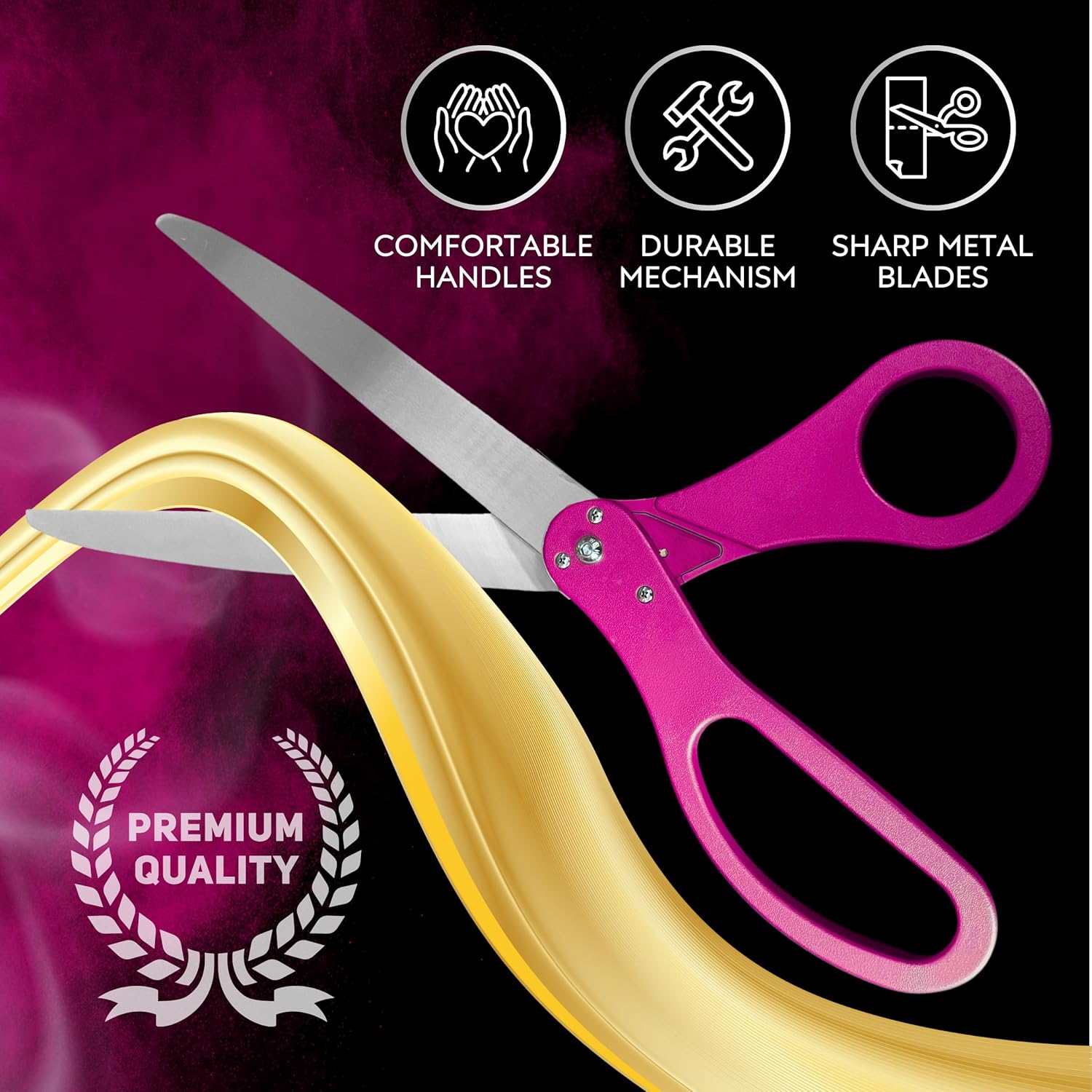 25 Inch Pink Ribbon Cutting Scissors for Grand Opening Ceremony