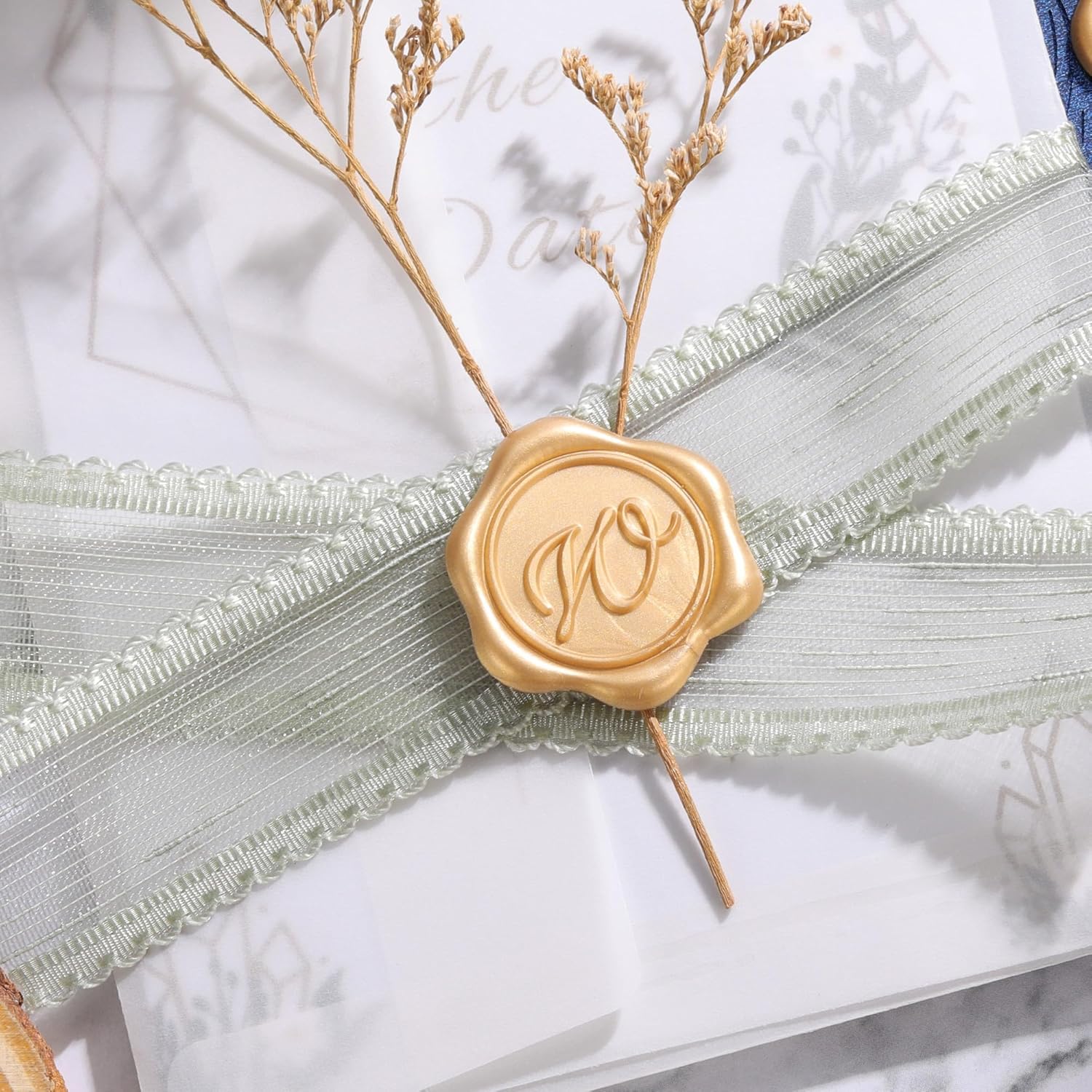 Yoption Wax Seal Stickers 50 Pcs Light Gold Initial Alphabet Envelope Seals
