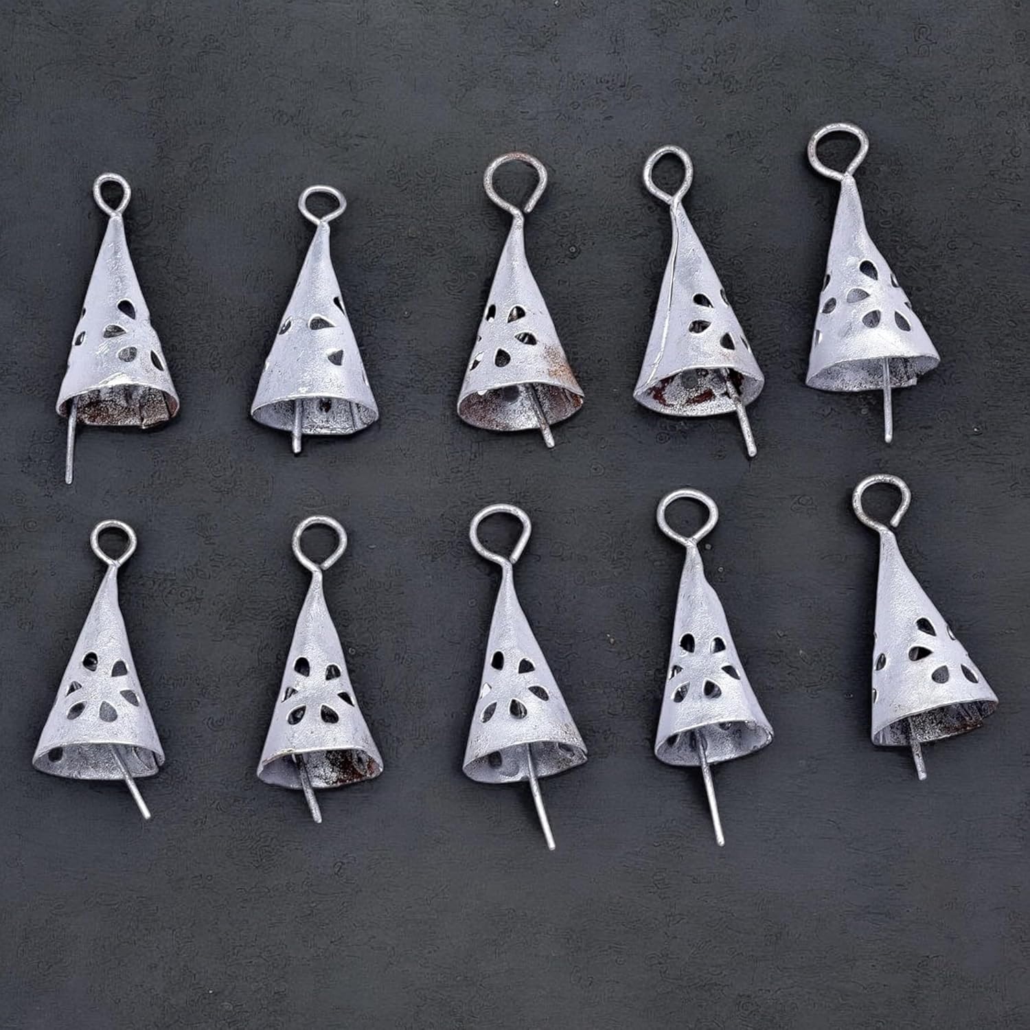 10 Pcs Silver Metal Tin Bells for Christmas Decorations