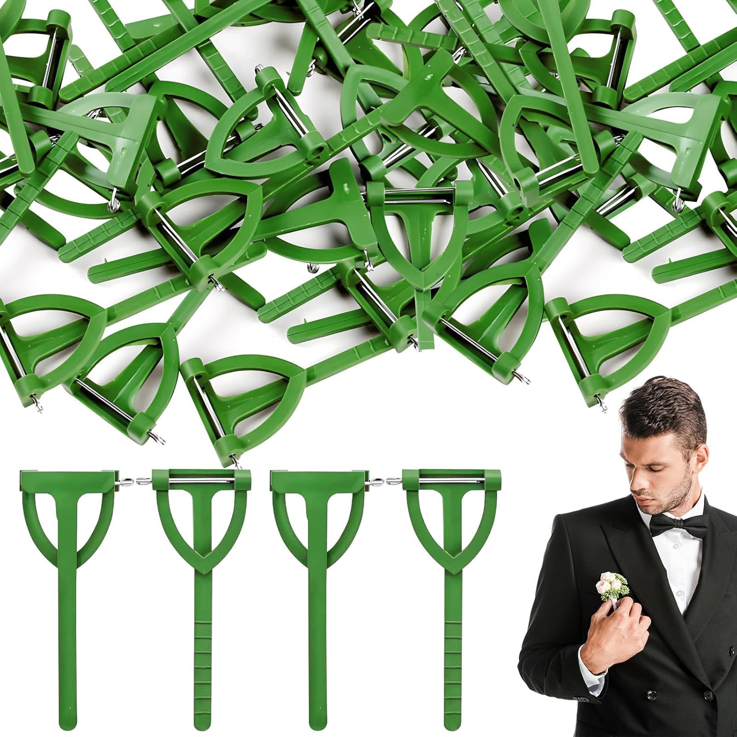 30Pcs Green Triangle Safety Pins for Men Brooch Clips