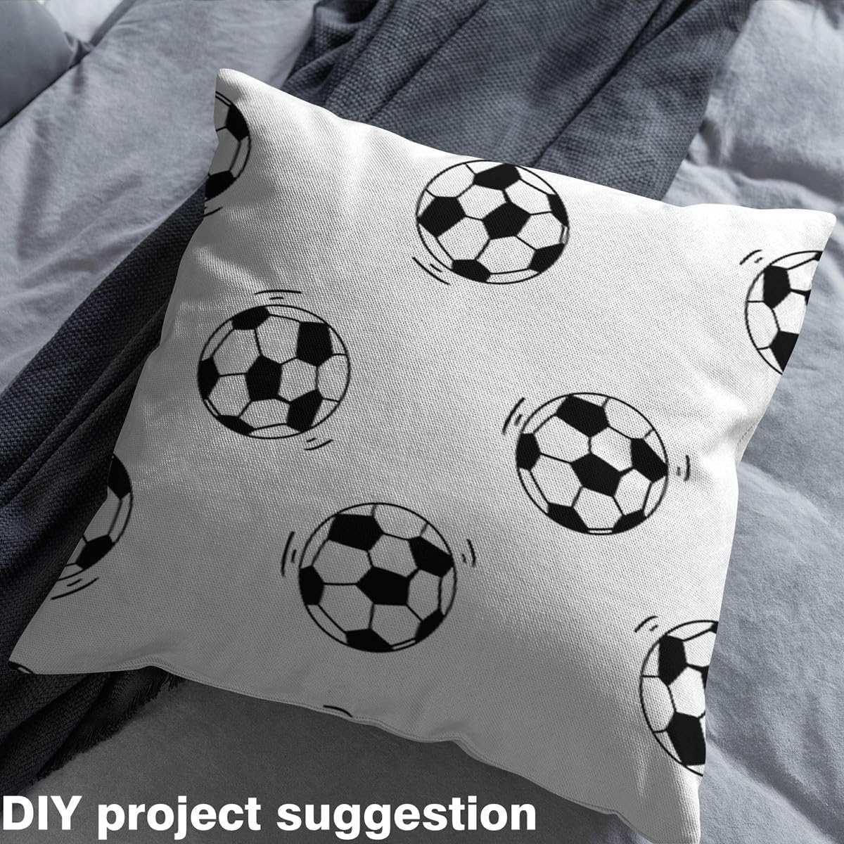 Feelyou Soccer Ball Upholstery Fabric 1 Yard Black White