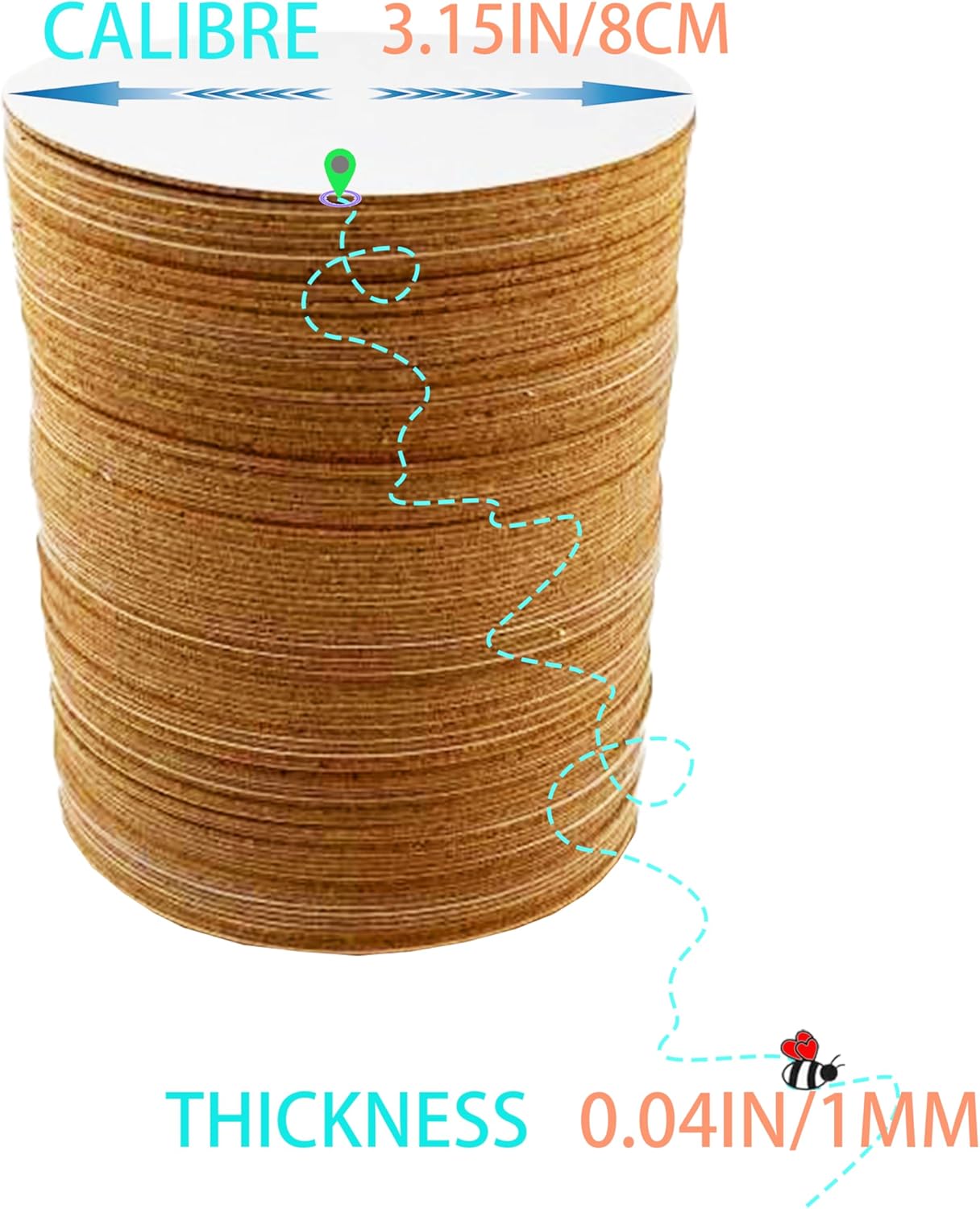 80 PCS Round Self-Adhesive Cork Backing Sheets