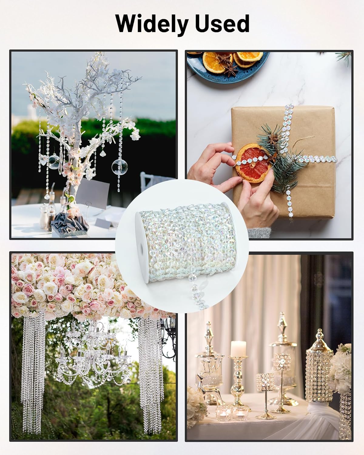 99FT Acrylic Crystal Garland for Wedding and Party Decor